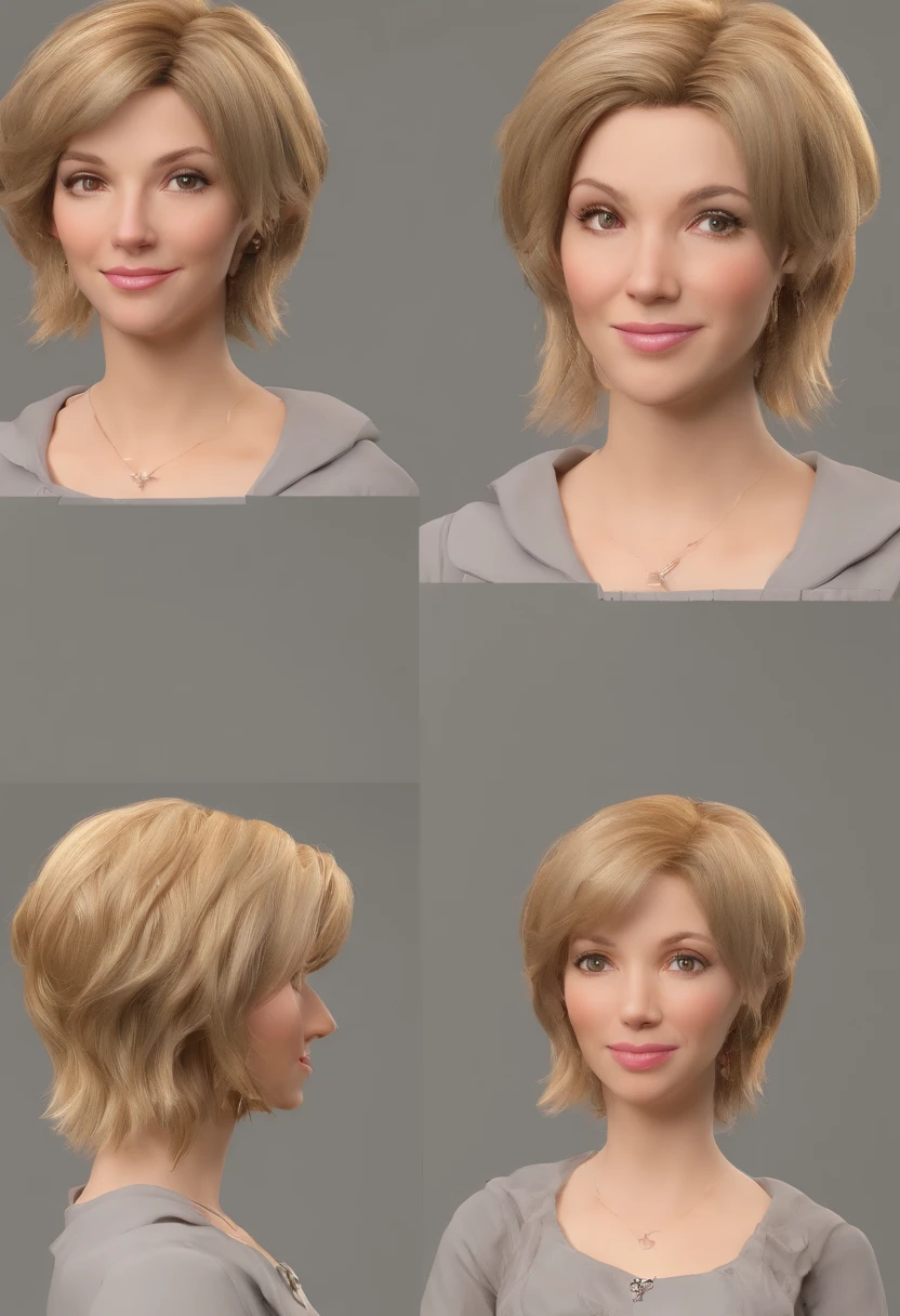 Brown hair with neck-length blonde wigs, rosto jovem, com terno de advogado, olhos castanhos, sorriso com dentes brancos