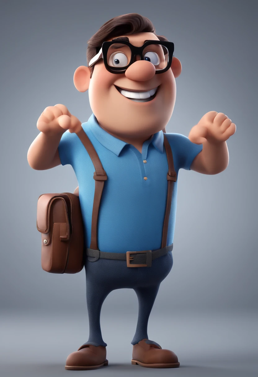 Cartoon character of a man with black glasses and a blue shirt, animation character, Caractere estilizado, animation style rendering, 3D estilizado, Arnold Maya render, 3 d render stylized, toon render keyshot, Personagem 3D, Personagem 3D, 3d rendering stylized, 3 d character render, personagem de desenho animado, Personagem de close up, Pose de personagem, (Estilo Pixar) (master part:1.2) (Bokeh) (best quality) (pele detalhada) (textura detalhada) (8k) (argila) (Cinematic lighting) (foco nítido