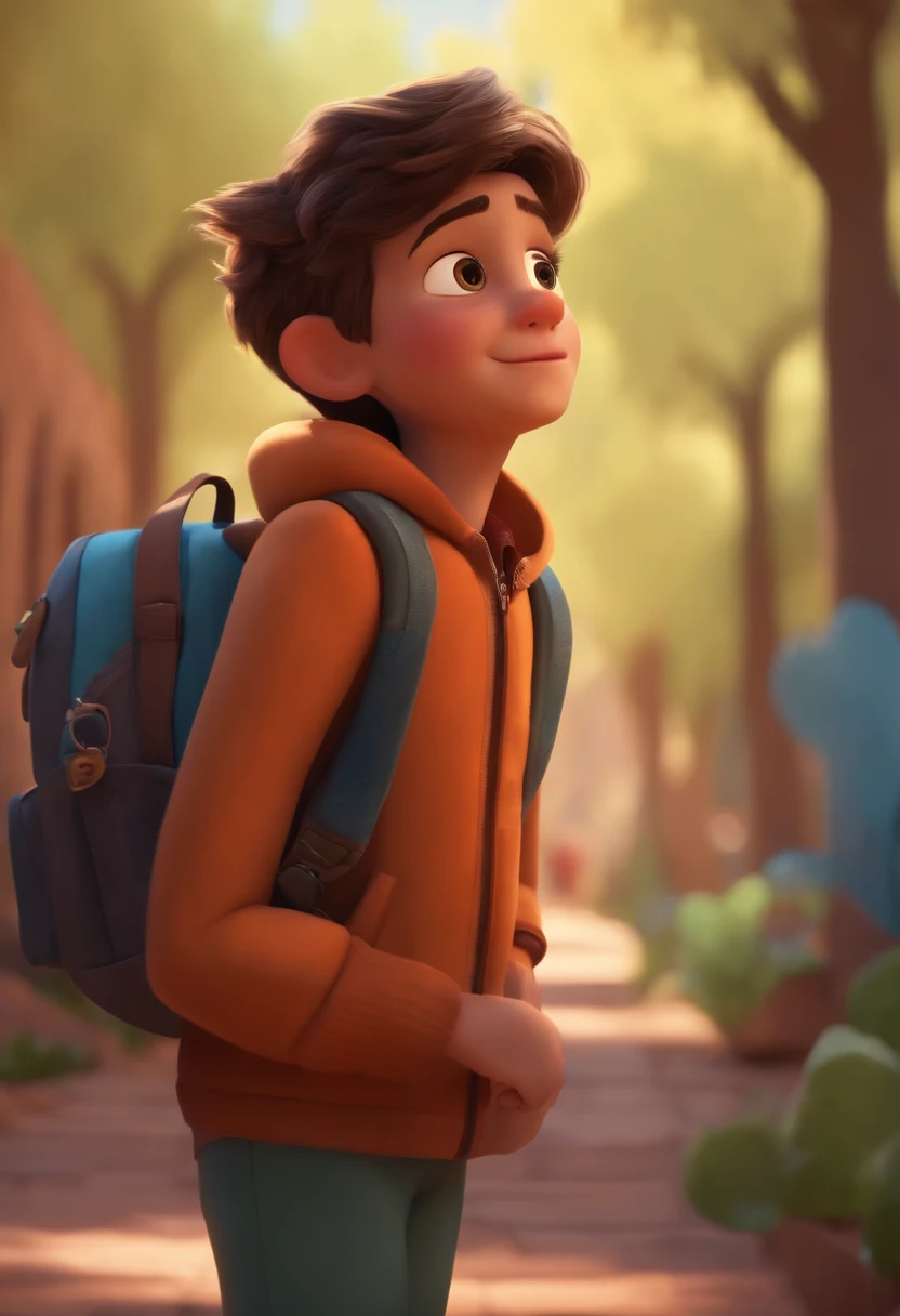 Image of a boy for a story in a YouTube video in Pixar format, He's the little allabester, He's the class leader, He's outgoing, Playful and gets up for a lot of things