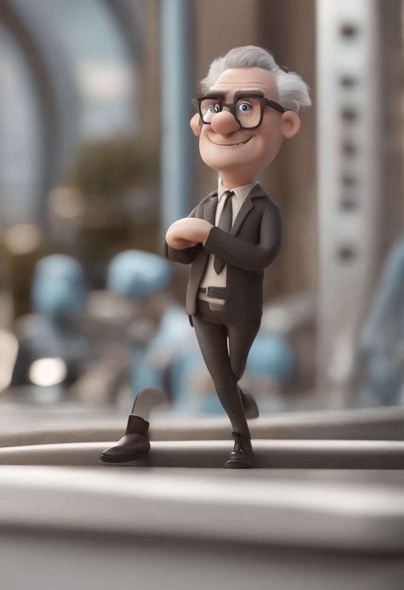 Cartoon character of a man wearing black glasses and a blue shirt, um personagem animado, Caractere estilizado, animation style rendering, 3D estilizado, Arnold Maya render, 3 d render stylized, toon render keyshot, Personagem 3D, Personagem 3D, 3d rendering stylized, 3 d character render, personagem de desenho animado, Personagem de close up, Pose de personagem, (Estilo Pixar) (master part:1.2) (Bokeh) (best quality) (pele detalhada) (textura detalhada) (8k) (argila) (Cinematic lighting) (foco nítido,Senta e vaza a parte superior do corpo