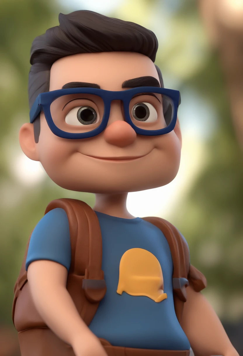 Cartoon character of a man with black glasses and a blue shirt, animation character, Caractere estilizado, animation style rendering, 3D estilizado, Arnold Maya render, 3 d render stylized, toon render keyshot, Personagem 3D, Personagem 3D, 3d rendering stylized, 3 d character render, personagem de desenho animado, Personagem de close up, Pose de personagem, (Estilo Pixar) (master part:1.2) (Bokeh) (best quality) (pele detalhada) (textura detalhada) (8k) (argila) (Cinematic lighting) (foco nítido