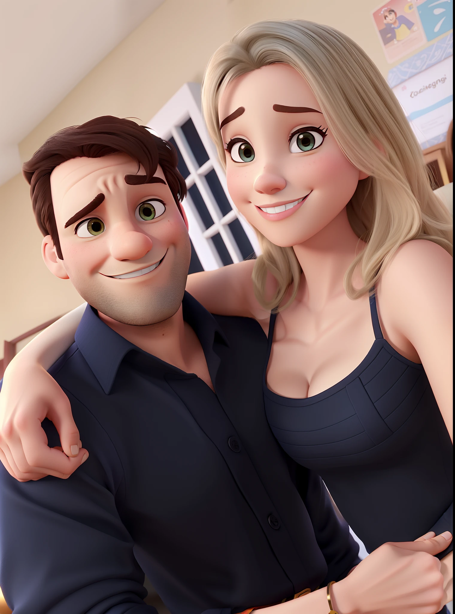 casal homem e mulher no estilo Disney Pixar, alta qualidade, melhor qualidade