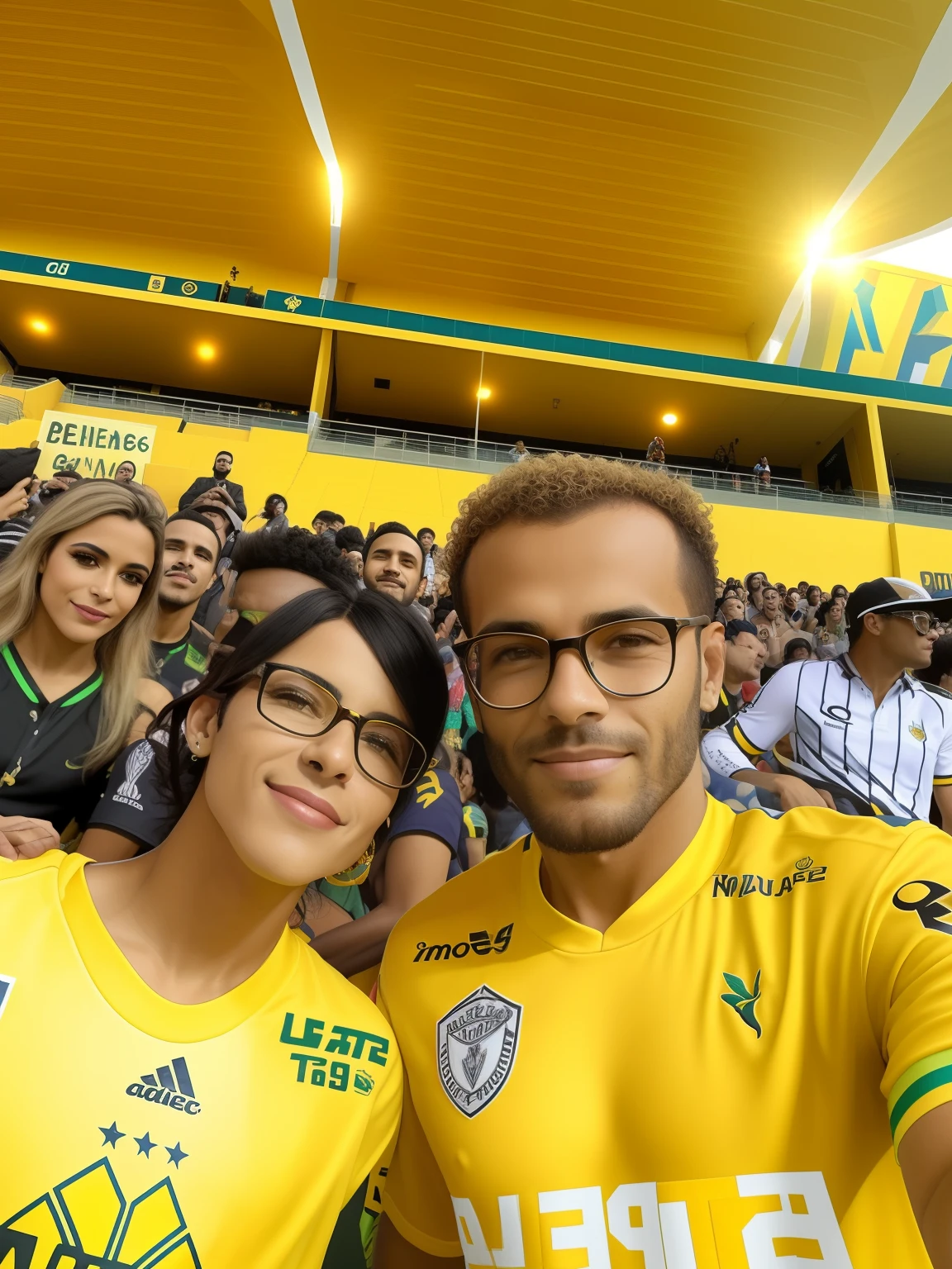 They are posing for a photo at a sporting event, In Sao Paulo, Mohamed Reda, Directed by: Alexander Brook, Malika Favre, Ayanamikodon e Irakli Nadar, No Egito, Com Godray, Emad Mostaque, foto de perfil, Directed by: Nandor Soldier, imagem de perfil, saâdane afif
