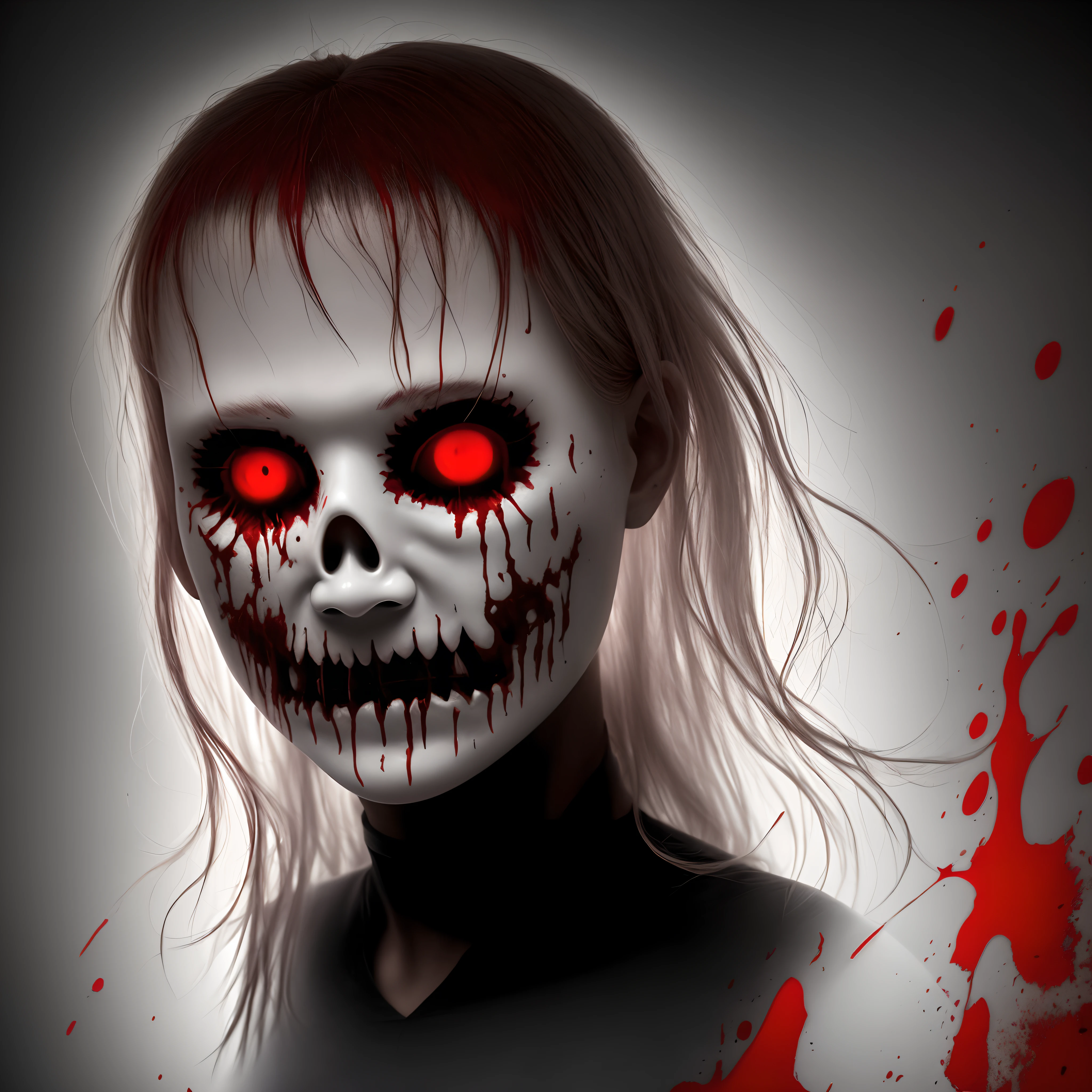 Logo cabeza de monstruo, Fantasma con ojos rojos brillantes, terrifying