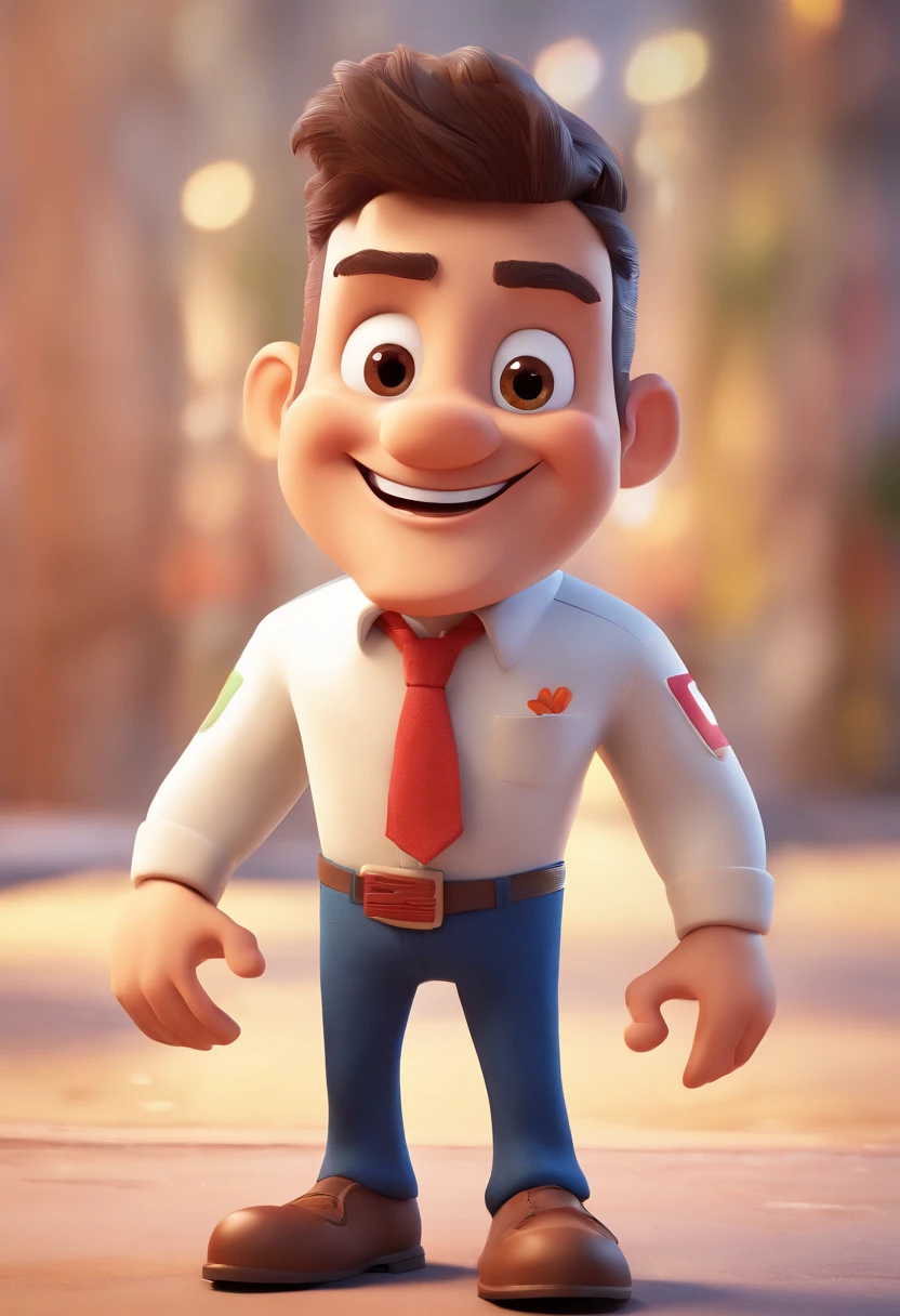 Smiling Man Illustration, sorriso insano, Homem de pele marrom com um sorriso gigante, happily smiling at the camera, sorriso atrevido, he's smiling, sorriso muito grande, Macho sorridente, foto de perfil headshot, rindo sorriso enorme, desenhando no estilo de Arte 3D, c4d, fundo de cor branco puro, estilo disney, estilo pixar render ilustracao Super Detalhe, 8k