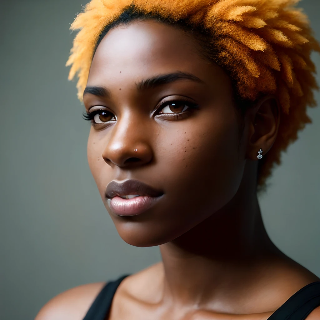 blkmndy, aggression, flirting with the camera, natural skin texture, hyper realism soft light, close up portrait photo by Annie Leibovitz, film, studio lighting, detailed skin, ultra realistic, bokeh, sharp features, full body photo, head to toe