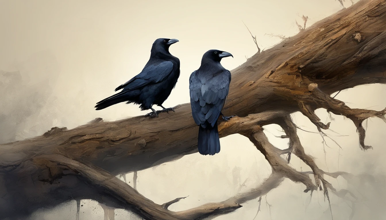 Two crows in a dead tree, Uma sombra em Forma de andador, Noite estrelada, Thick fog on the ground, Luz azul no horizonte, Motor Unreal 5, cinemactic, Low-angle photography, motion blur, proFundidade de campo, dust, Cobblestones and dirt. arte splash, pingando tinta. Perfect color classification. inFluenciado por karel Appel e jeremy mann, Full of dramatic and threatening scenes, hiper-detalhado, Beautiful, detalhes insanos, detalhes intrincados, FotograFia Editorial, FotograFado com uma lente de 50mm, proFundidade de campo, Tilt Blur, Velocidade do obturador 1/1000, F/22. Mapas de luz, super brilhante