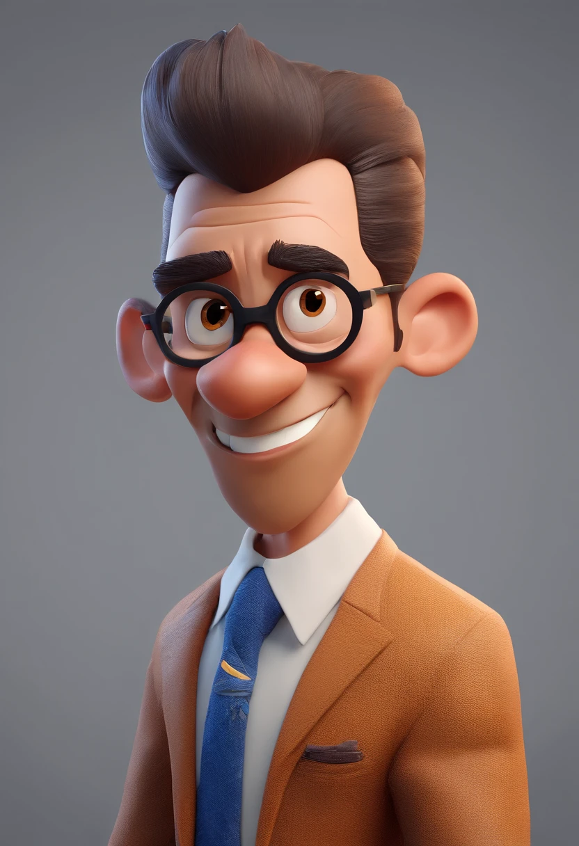 Cartoon character of a man with black glasses and a blue shirt, animation character, Caractere estilizado, animation style rendering, 3D estilizado, Arnold Maya render, 3 d render stylized, toon render keyshot, Personagem 3D, Personagem 3D, 3d rendering stylized, 3 d character render, personagem de desenho animado, Personagem de close up, Pose de personagem, (Estilo Pixar) (master part:1.2) (Bokeh) (best quality) (pele detalhada) (textura detalhada) (8k) (argila) (Cinematic lighting) (foco nítido