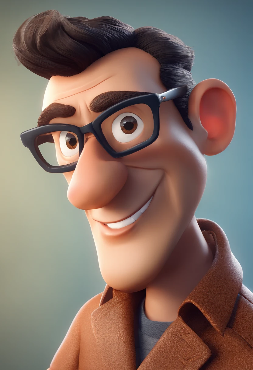 Cartoon character of a man with black glasses and a blue shirt, animation character, Caractere estilizado, animation style rendering, 3D estilizado, Arnold Maya render, 3 d render stylized, toon render keyshot, Personagem 3D, Personagem 3D, 3d rendering stylized, 3 d character render, personagem de desenho animado, Personagem de close up, Pose de personagem, (Estilo Pixar) (master part:1.2) (Bokeh) (best quality) (pele detalhada) (textura detalhada) (8k) (argila) (Cinematic lighting) (foco nítido