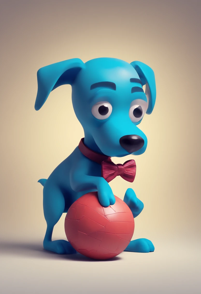 There's a blue ball with a bow tie, Personagem Claymation, Azulzinho, animation character, Personagem de stop motion, estilo claymation, blue dog, Gumball Watterson, como um personagem claymation, clay animation, estatueta de brinquedo de vinil, Figura de argila 3D, figura de vinil stop motion, fofo! c4d, em argila