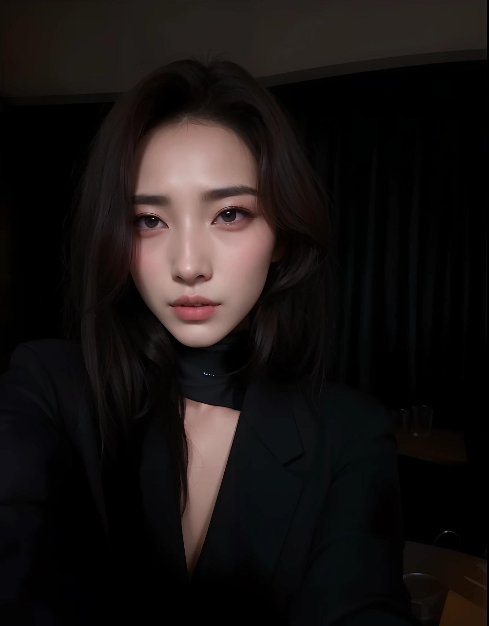 There's a woman with a black shirt and a black tie, Cai Xukun, dilraba dilmurat, Xision Wu, Fotografia selfie 8k, Wenfei Ye, 1 8 I, Xintong Chen, Qifeng Lin, Li Bingbing, Yoshitomo Nara, Chiba Yuda