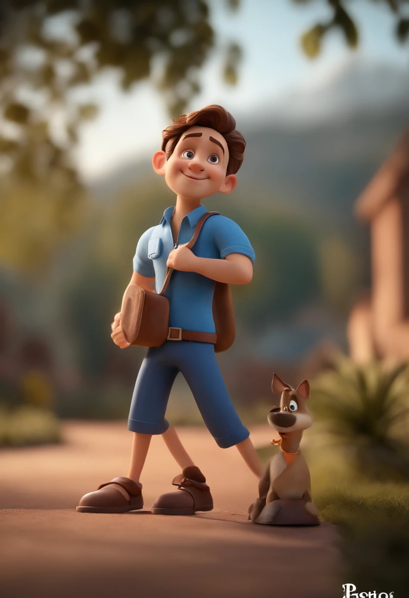 Personagem de desenho animado de um homem com uma camisa azul, um personagem animado, Caractere estilizado, animation style rendering, 3D estilizado, Arnold Maya render, 3 d render stylized, toon render keyshot, Personagem 3D, Personagem 3D, 3d rendering stylized, 3 d character render, personagem de desenho animado, Personagem de close up, Pose de personagem, (Estilo Pixar) (master part:1.2) (Bokeh) (best quality) (pele detalhada) (textura detalhada) (8k) (argila) (Cinematic lighting) (foco nítido,Senta e vaza a parte superior do corpo