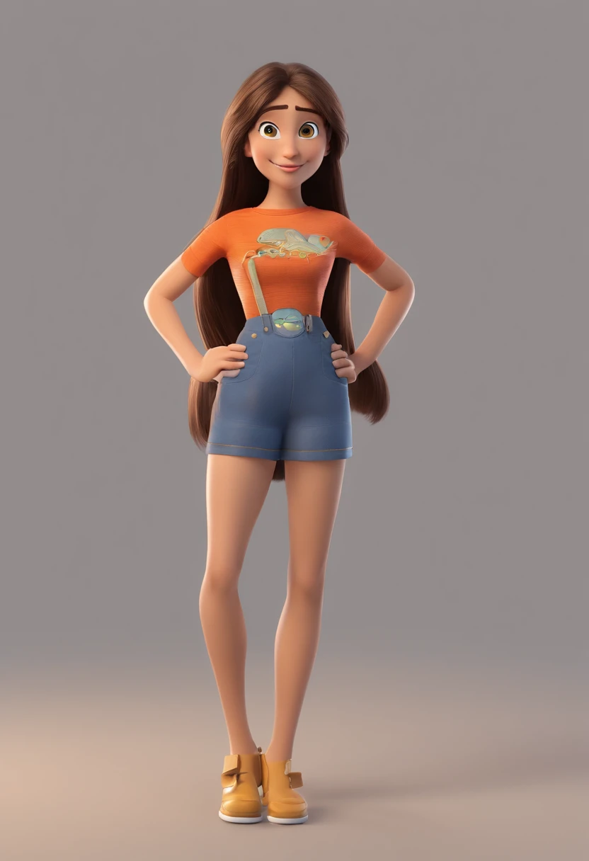 Crie um personagem no estilo Pixar, where they are a family of 3, onde o pai tem 36 anos de idade, cabelo castanhos escuros e bem curto, olhos castanhos escuro e porte fisico magro, a filha tem 11 anos, cabelos loiro claro e longos, olhos castanhos escuro, The mother 38 years old long hair and dark brown, olhos castanho escuro, e porte normal