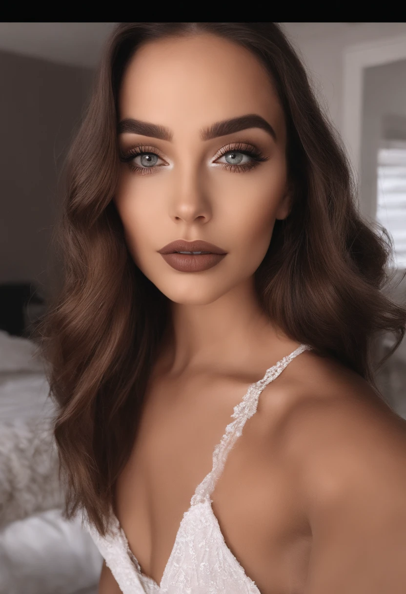 Femme arafed avec des vêtements noirs, fille sexy aux yeux bruns, Portrait Sophie Mudd, cheveux bruns et grands yeux, Selfie d’une jeune femme, Yeux de chambre, Violet Myers, sans maquillage, maquillage naturel, Regarder directement la caméra, Visage avec Artgram, Maquillage subtil, Superbe photo du corps entier, dans la chambre, clivage