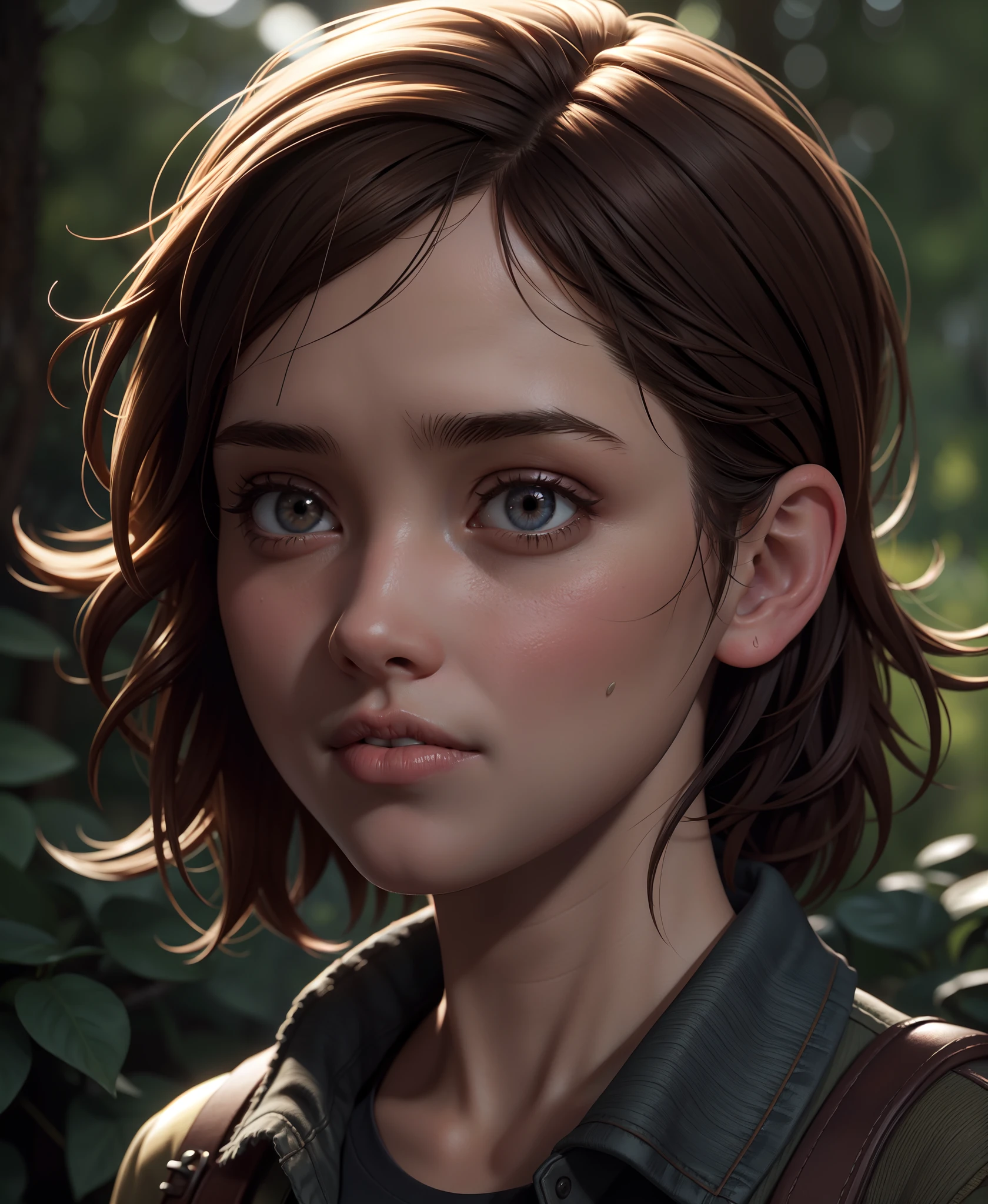 (the last of us:0.9), (Ellie:0.9), natural hair, realistic portrait, 4k, supreme detail, highly detailed, artstation, smooth, sharp focus, cinematic lighting