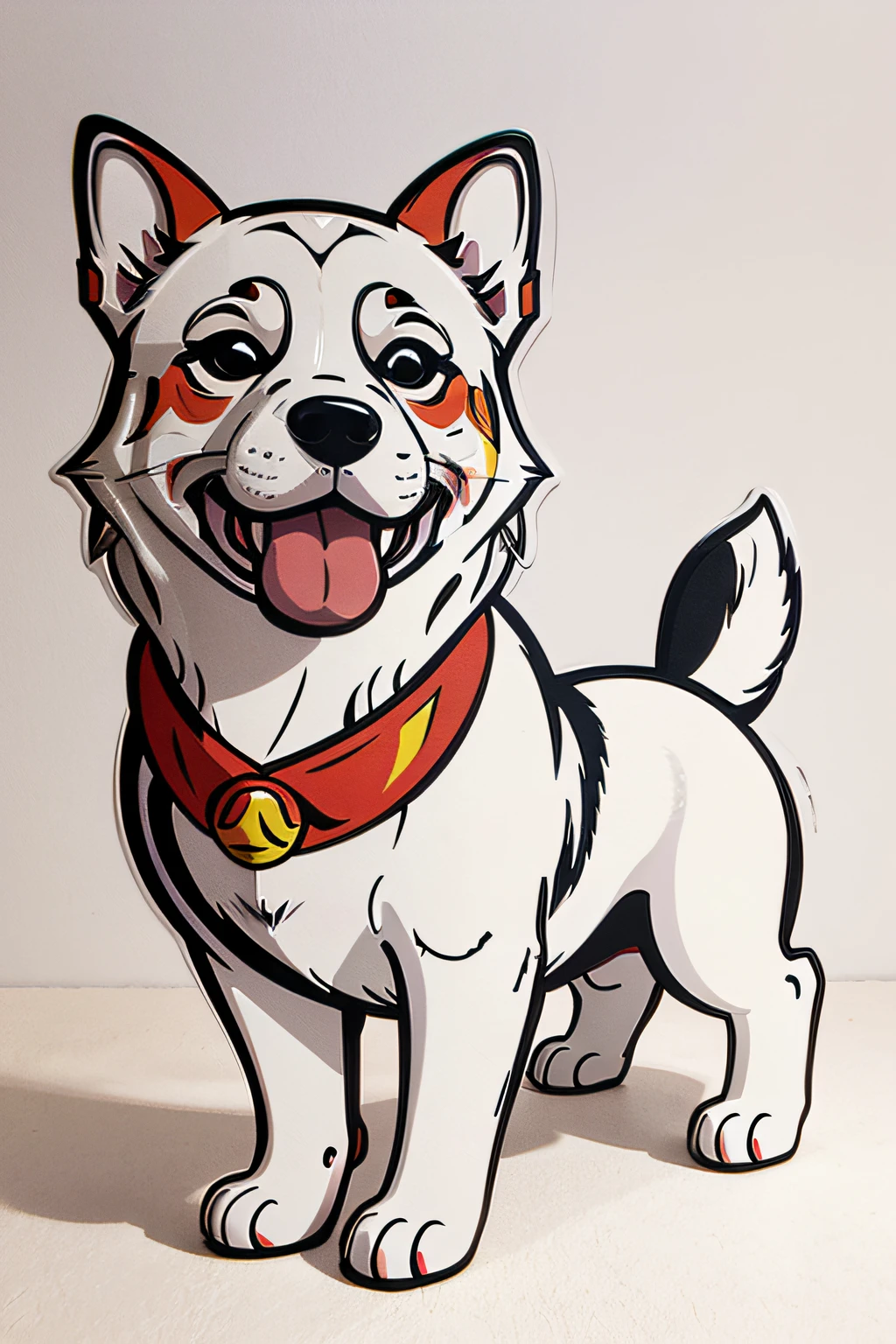 dog playing, Sticker, Joyful, Secondary Color, mural art style, Contour, Vector, White Background, Detailed