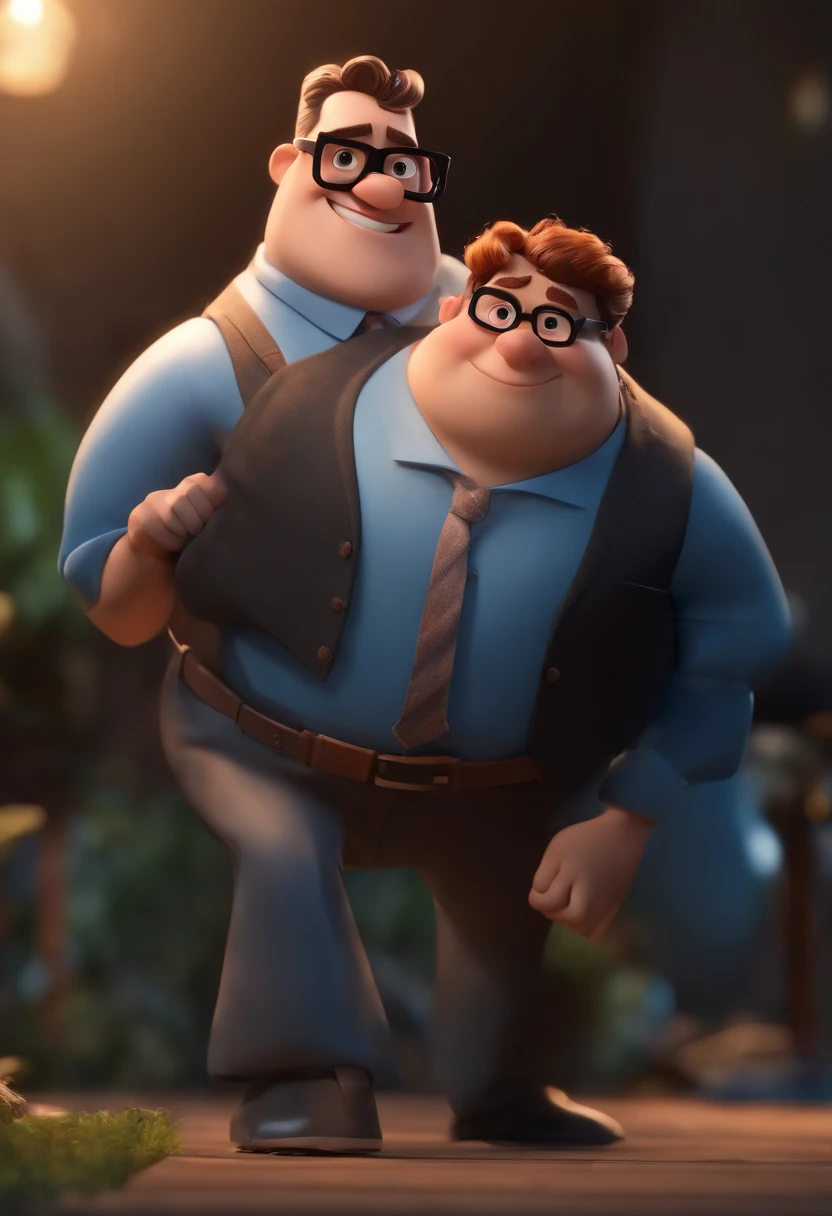 Cartoon character of a man wearing black glasses and a blue shirt, um personagem animado, Caractere estilizado, animation style rendering, 3D estilizado, Arnold Maya render, 3 d render stylized, toon render keyshot, Personagem 3D, Personagem 3D, 3d rendering stylized, 3 d character render, personagem de desenho animado, Personagem de close up, Pose de personagem, (Estilo Pixar) (master part:1.2) (Bokeh) (best quality) (pele detalhada) (textura detalhada) (8k) (argila) (Cinematic lighting) (foco nítido,Senta e vaza a parte superior do corpo