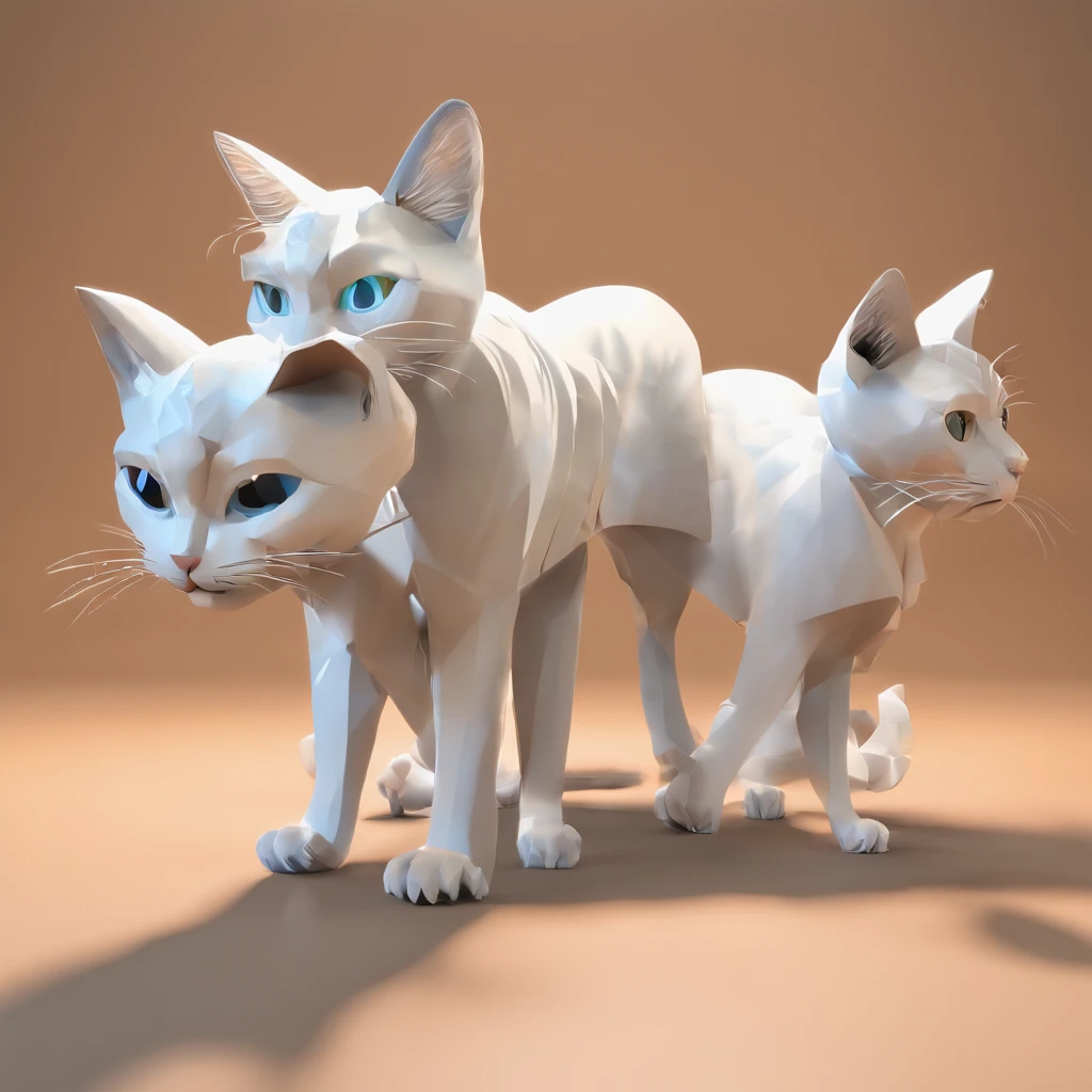 Tres gatos branco e preto