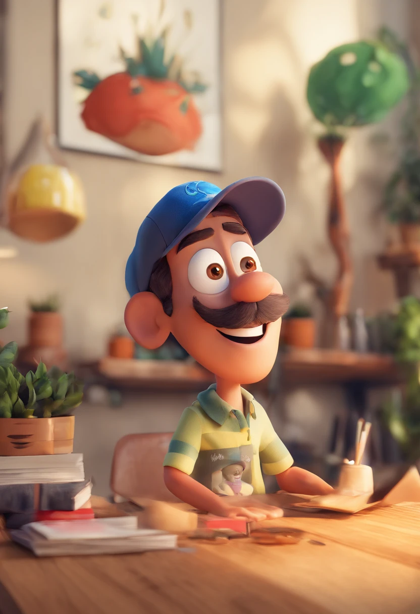 Estilo Pixar: O homem adulto de olhos castanhos 30 anos, cabelos preto, 3D Poster,Disney