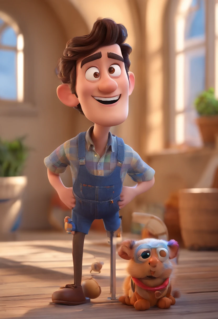 Estilo Pixar: O homem adulto de olhos castanhos 30 anos, cabelos preto, 3D Poster,Disney