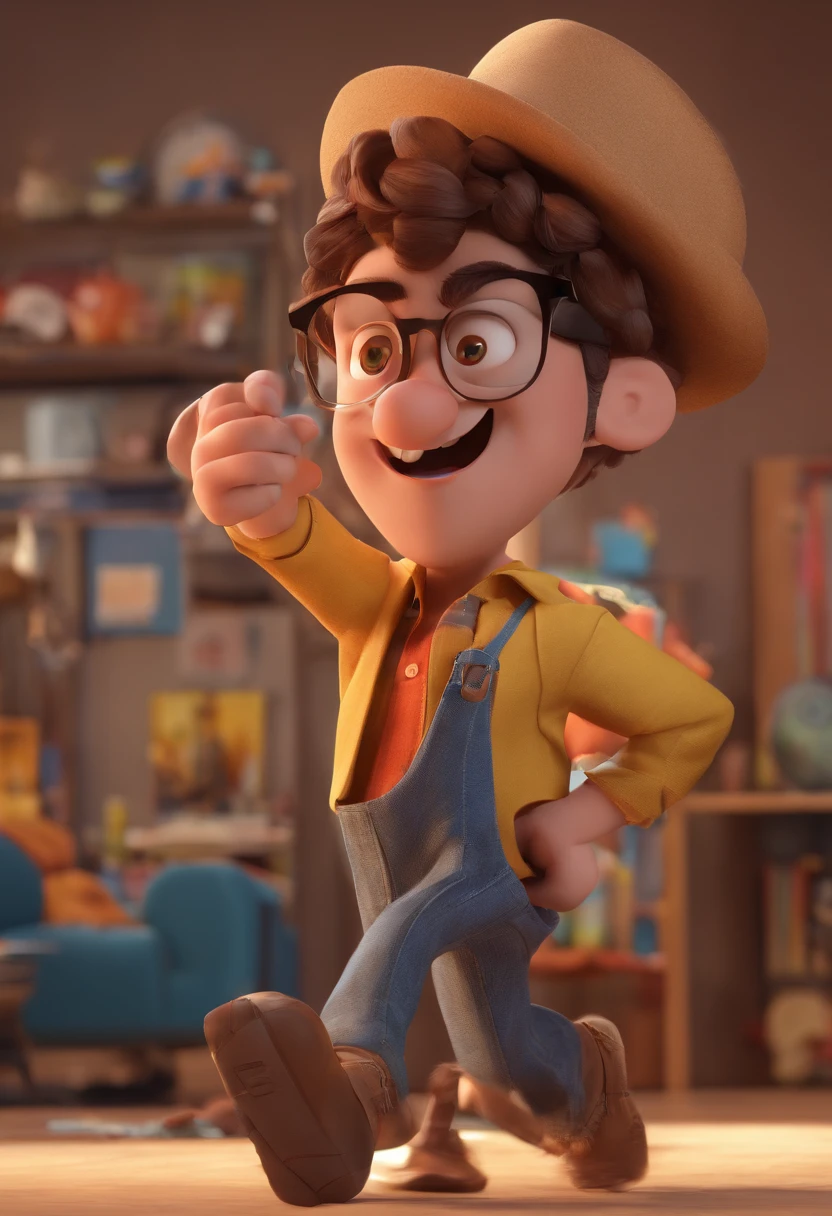 Estilo Pixar: O homem adulto  de olhos castanhos 30 anos, cabelos preto, 3D Poster,Disney