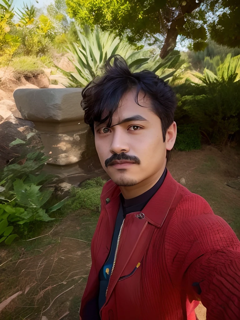 there is a man standing in front of a rock with a mustache, around 1 , without beard, with accurate face, selfie photo, without helmet, 8k selfie photograph, without beard and mustache, front profile!!!!, about 3 5 years oldprofile picture, vastayan, very very low quality picture, portait photo profile picture