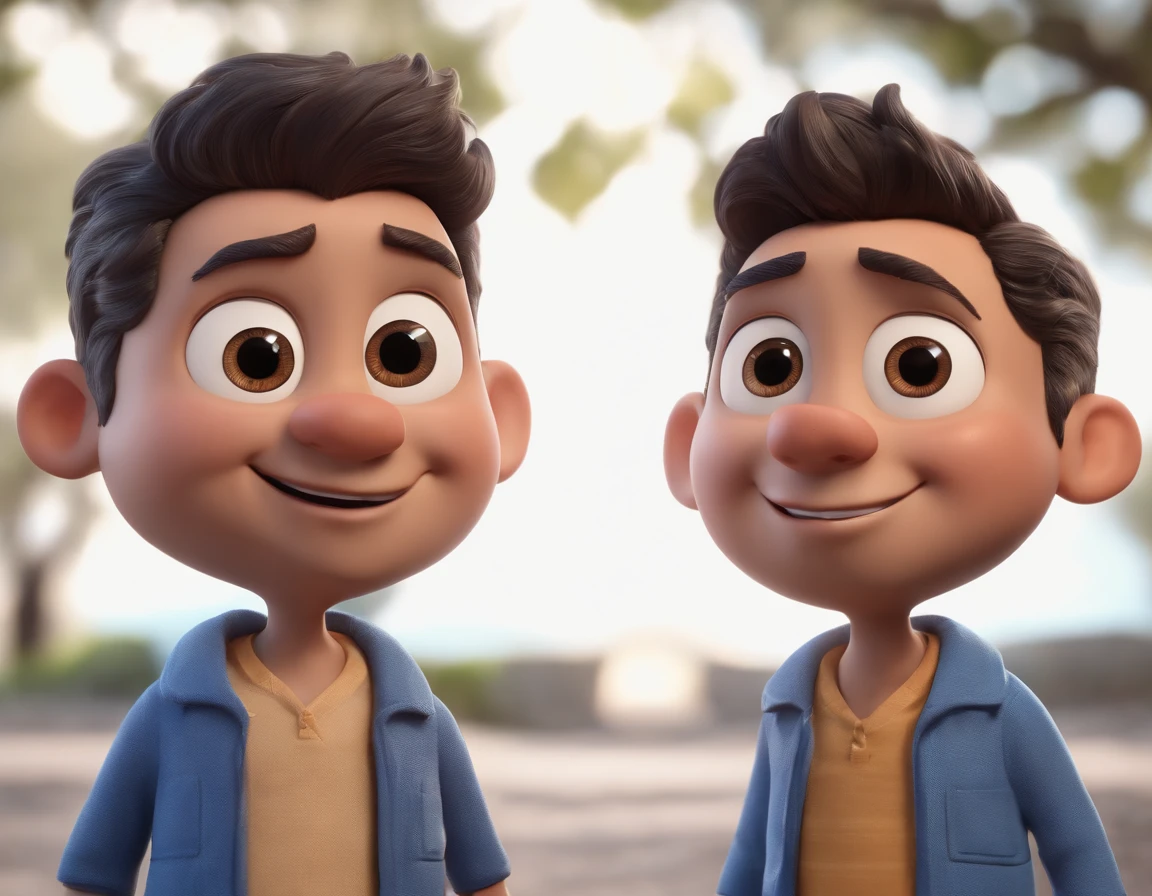 Personagem de desenho animado de um homem usando uma camisa azul, um personagem animado, Caractere estilizado, animation style rendering, 3D estilizado, Arnold Maya render, 3 d render stylized, toon render keyshot, Personagem 3D, Personagem 3D, 3d rendering stylized, 3 d character render, personagem de desenho animado, Personagem de close up, Pose de personagem, (Estilo Pixar) (master part:1.2) (Bokeh) (best quality) (pele detalhada) (textura detalhada) (8k) (argila) (Cinematic lighting) (foco nítido,Senta e vaza a parte superior do corpo