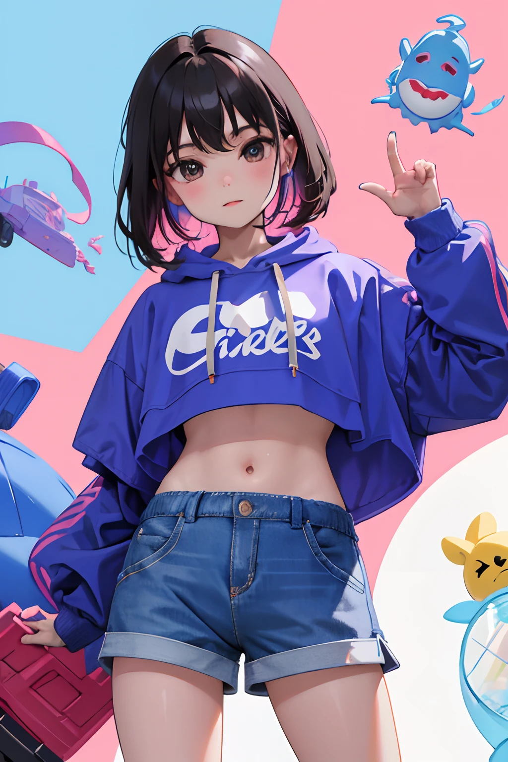 (Best quality, A high resolution), (ultra detail), (1. **** Michelle), (1 beautiful girl), (underwear, with medium straight hair, bottomwear, in a white miniskirt with pleats and ears, blue sweatshirt , on a naked body).(written on the chest &#39; Future funk&#39). (amidst a vibrant futuristic cityscape, illuminated by neon lights). (More than 8K.motor surreal:1.4,HD,La Best quality:1.4, Photorealistic:1.4, skin texture:1.4, masterpiece:1.8,masterpiece, Best quality, Объект Object).(detailed facial features:1.3) ,(Correct proportions),(Beautiful blue eyes:1.4), (Cowboy pose), (more details:1.4), ,(Cyberpunk 2.1), (kawaii style: 1.4); , (ice element:1.4),(White underwear:V2.1)