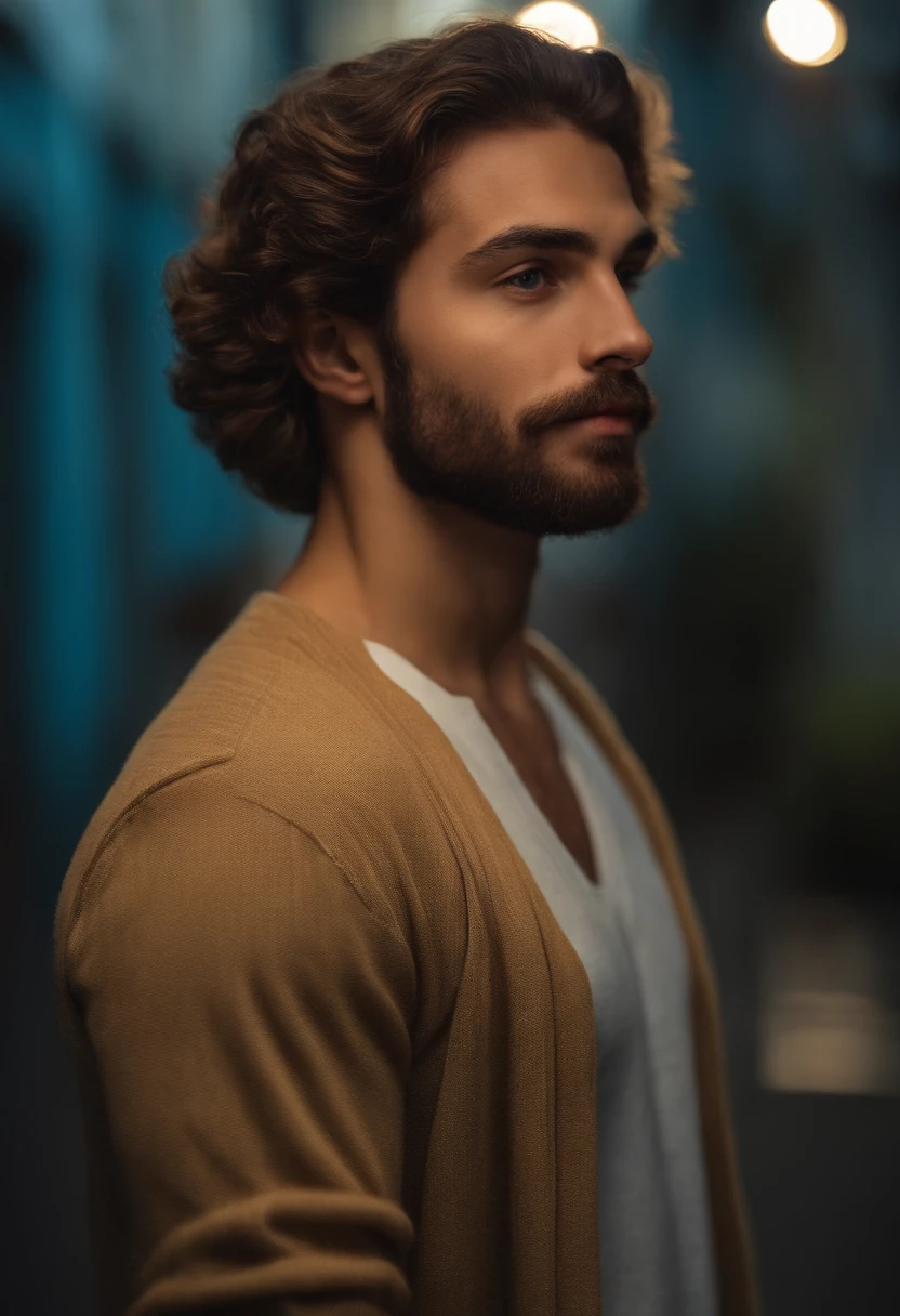 (there is a man with a beard and a shirt on posing for a picture, imagem de qualidade muito baixa, em torno de 1 9 anos, imagem frontal, detailed unblurred face, blue symmetric eyes 24yo, taken in the early 2020s, rosto perfeitamente iluminado, a partir de 8 k matte, Retrato tirado 8 K, desbotado!! luzes muito suaves, estilo Disney pixar)