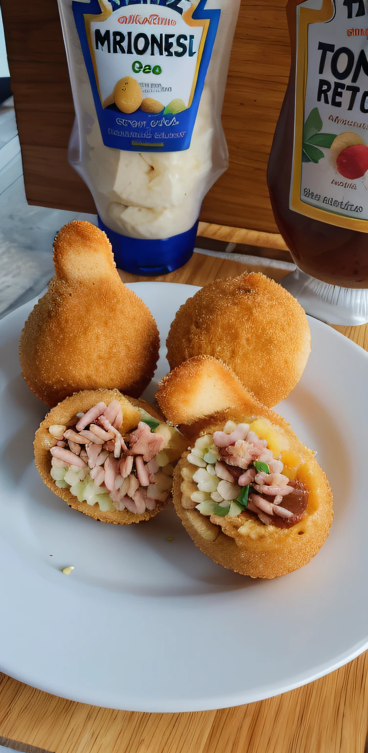 Coxinha crocante, queijo e presunto