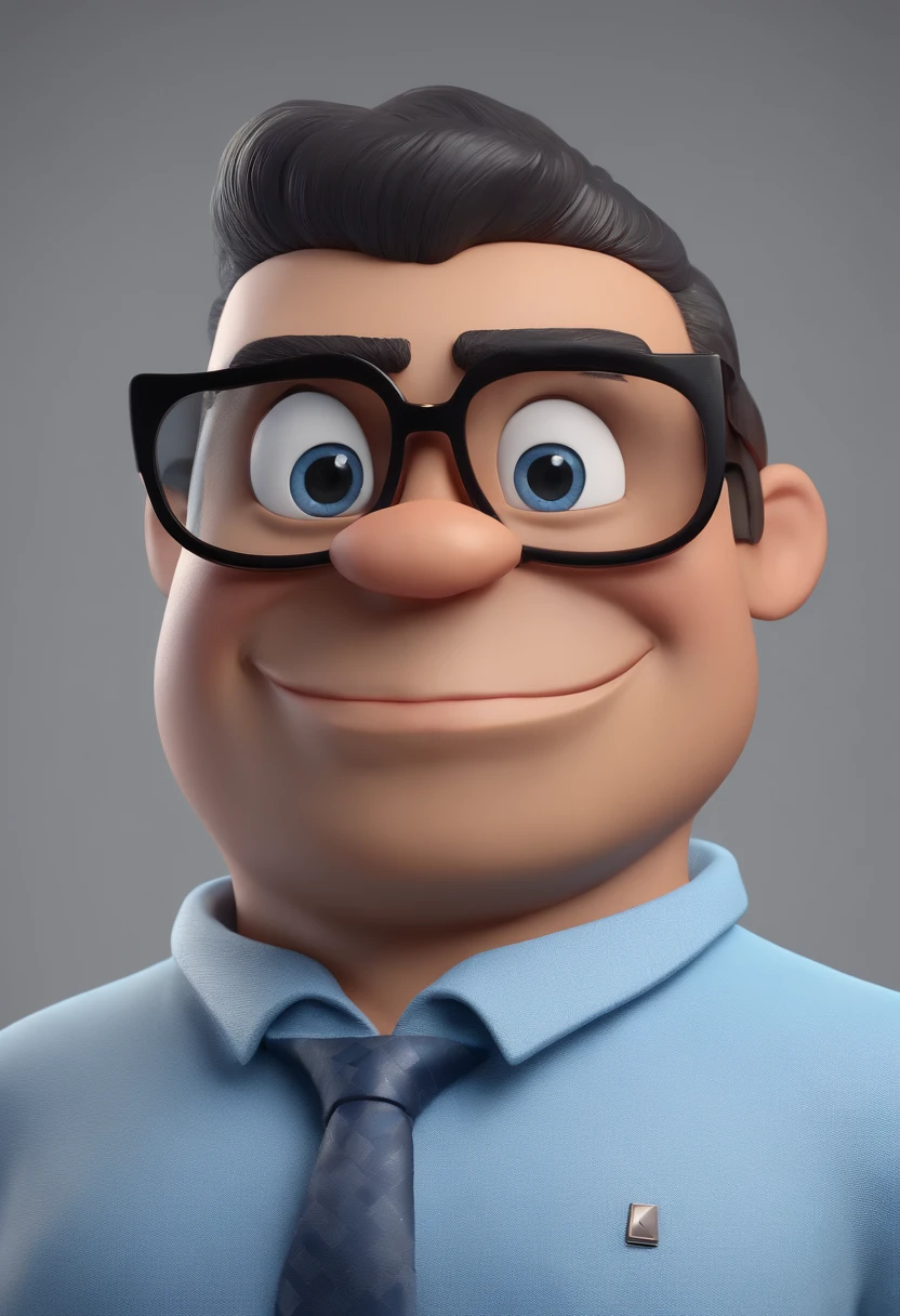 Cartoon character of a man with black glasses and a blue shirt, animation character, Caractere estilizado, animation style rendering, 3D estilizado, Arnold Maya render, 3 d render stylized, toon render keyshot, Personagem 3D, Personagem 3D, 3d rendering stylized, 3 d character render, personagem de desenho animado, Personagem de close up, Pose de personagem, (Estilo Pixar) (master part:1.2) (Bokeh) (best quality) (pele detalhada) (textura detalhada) (8k) (argila) (Cinematic lighting) (foco nítido