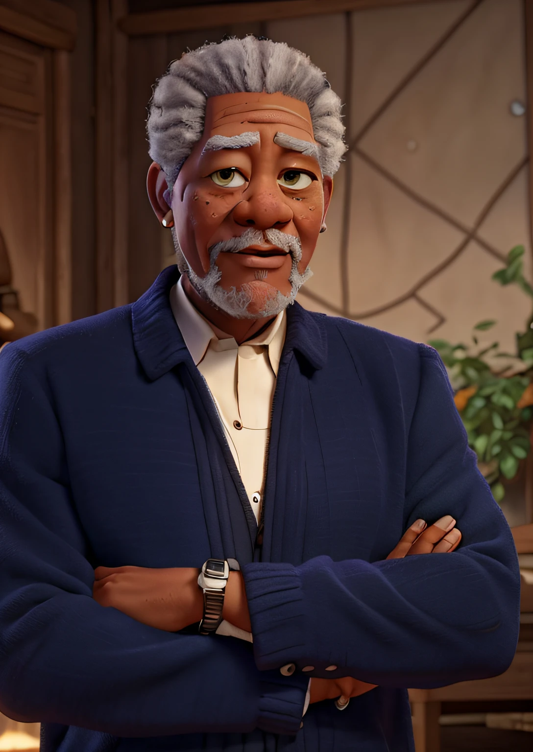 MORGAN FREEMAN, PIXAR STYLE, BEST QUALITY, 8K