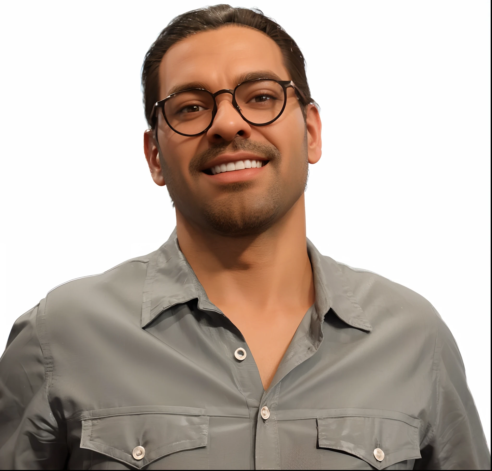 Cartoon character of a man with black glasses, cabelo liso preto e uma camisa cinza, animation character, Caractere estilizado, animation style rendering, 3D estilizado, Arnold Maya render, 3 d render stylized, toon render keyshot, Personagem 3D, Personagem 3D, 3d rendering stylized, 3 d character render, personagem de desenho animado, Personagem de close up, Pose de personagem, (Estilo Pixar) (master part:1.2) (Bokeh) (best quality) (pele detalhada) (textura detalhada) (8k) (argila) (Cinematic lighting) (foco nítido