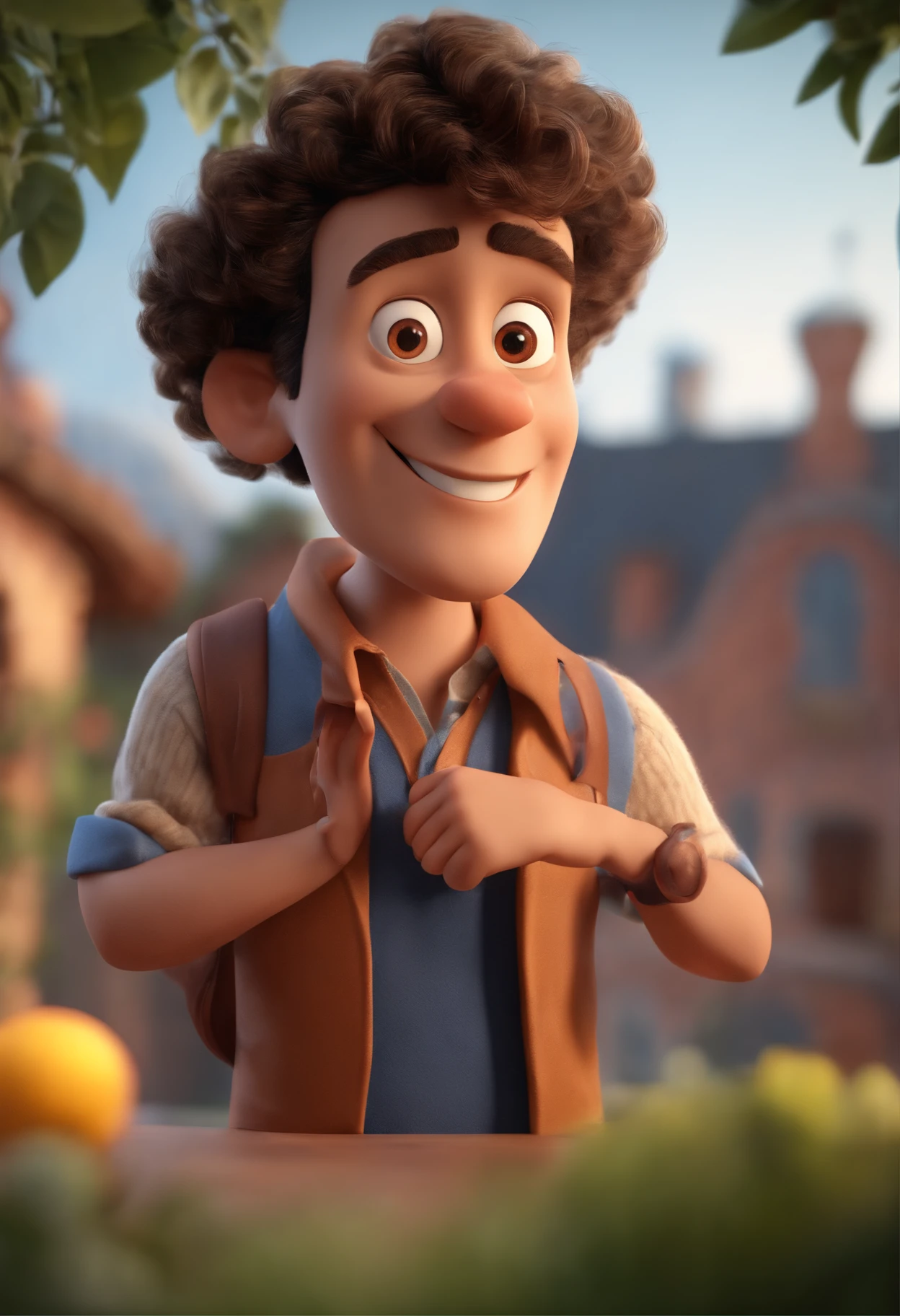 Cartoon character of a man wearing black glasses and a blue shirt, um personagem animado, Caractere estilizado, animation style rendering, 3D estilizado, Arnold Maya render, 3 d render stylized, toon render keyshot, Personagem 3D, Personagem 3D, 3d rendering stylized, 3 d character render, personagem de desenho animado, Personagem de close up, Pose de personagem, (Estilo Pixar) (master part:1.2) (Bokeh) (best quality) (pele detalhada) (textura detalhada) (8k) (argila) (Cinematic lighting) (foco nítido,Senta e vaza a parte superior do corpo