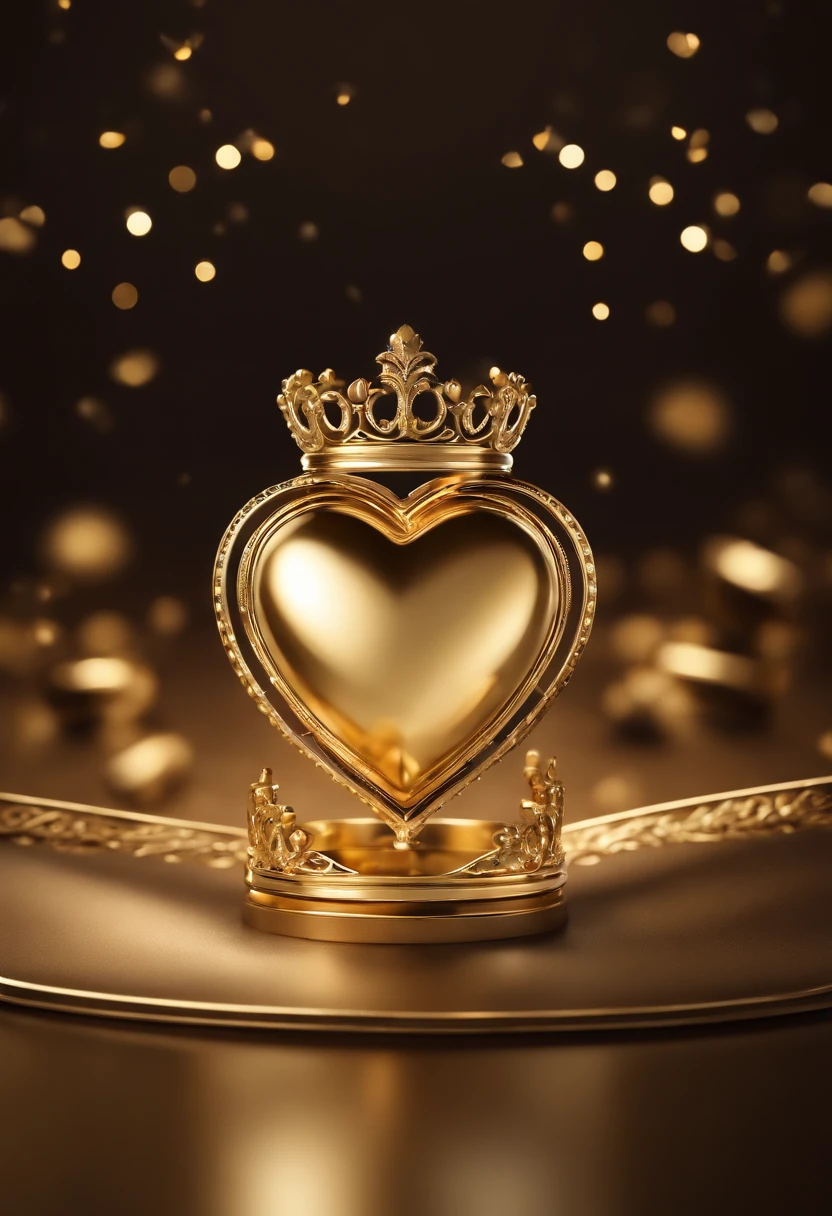Design a realistic digital art logo that exudes beauty, sophistication, and luxury. The logo should prominently feature a shopping bag, meticulously crafted in a rich, shining gold color that represents opulence and style. In the center of the bag, create a small, intricately detailed golden heart to symbolize charm and elegance. This artwork should exclusively use various shades of gold to convey a sense of refinement and extravagance. The final logo should be a work of art, capturing the essence of a high-end shopping experience and the emotional connection associated with it