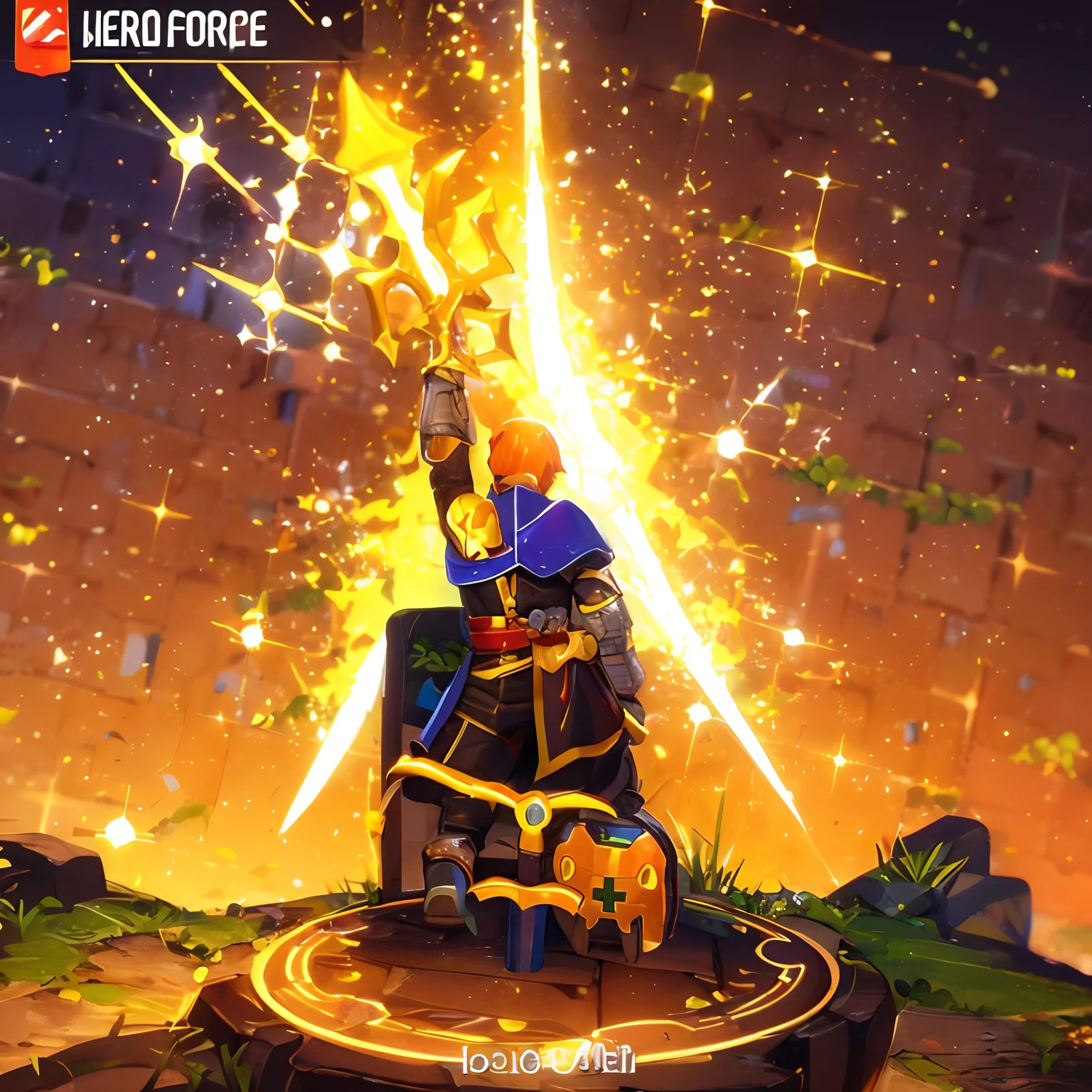 lego hero forge screenshote de um cavaleiro com umamao de ferro, hero prop, figura heroica, O Deus da Forja, heroic pose, hero character, hero from dota 2, hero pose, hero character art, Manto de Mago baseado em um tucano, heroic proportions figure, An arcane mage casting a lightning spell with an iron fist , empunhando uma adaga decorada