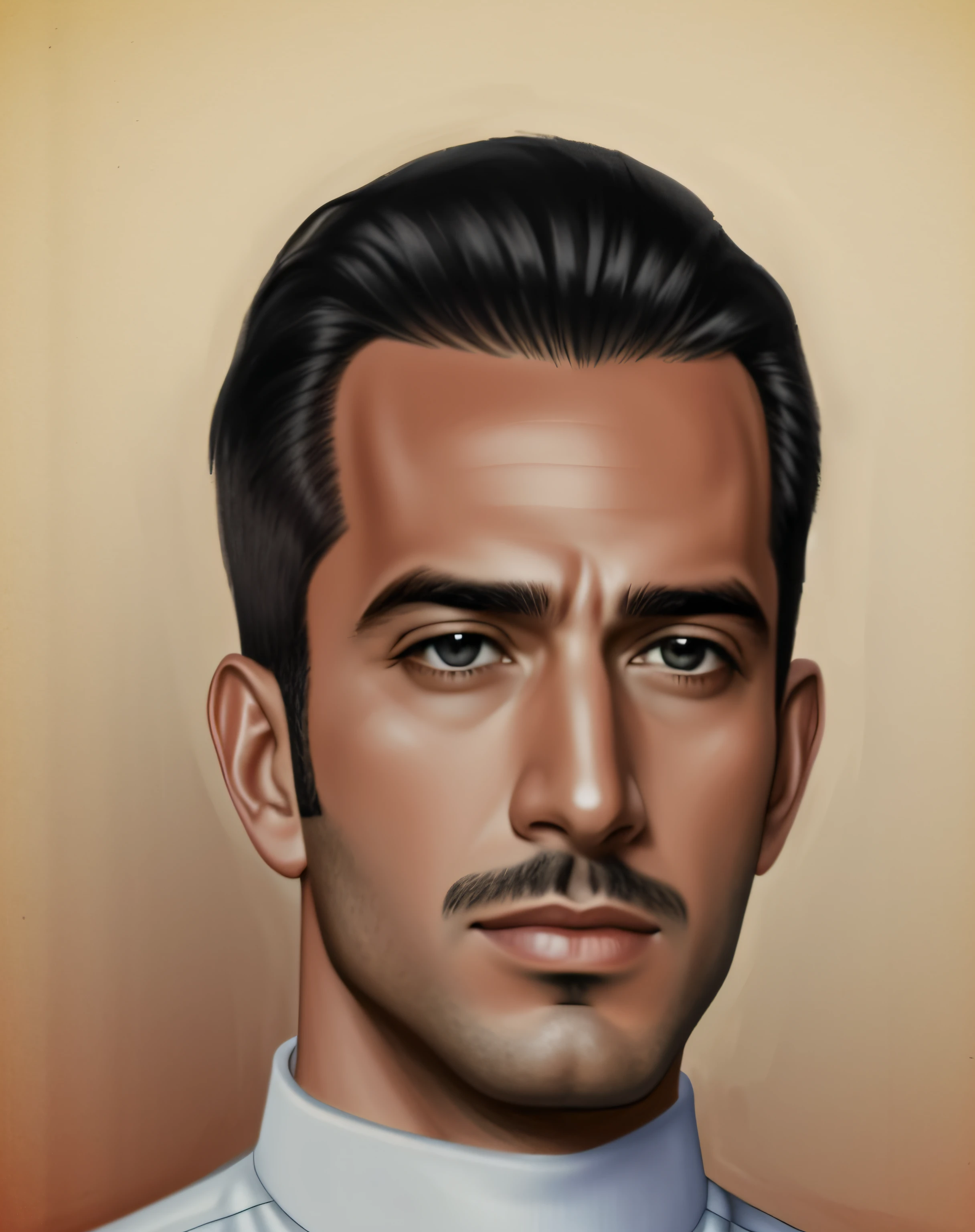 A close up of a man with a mustache and a tie - SeaArt AI