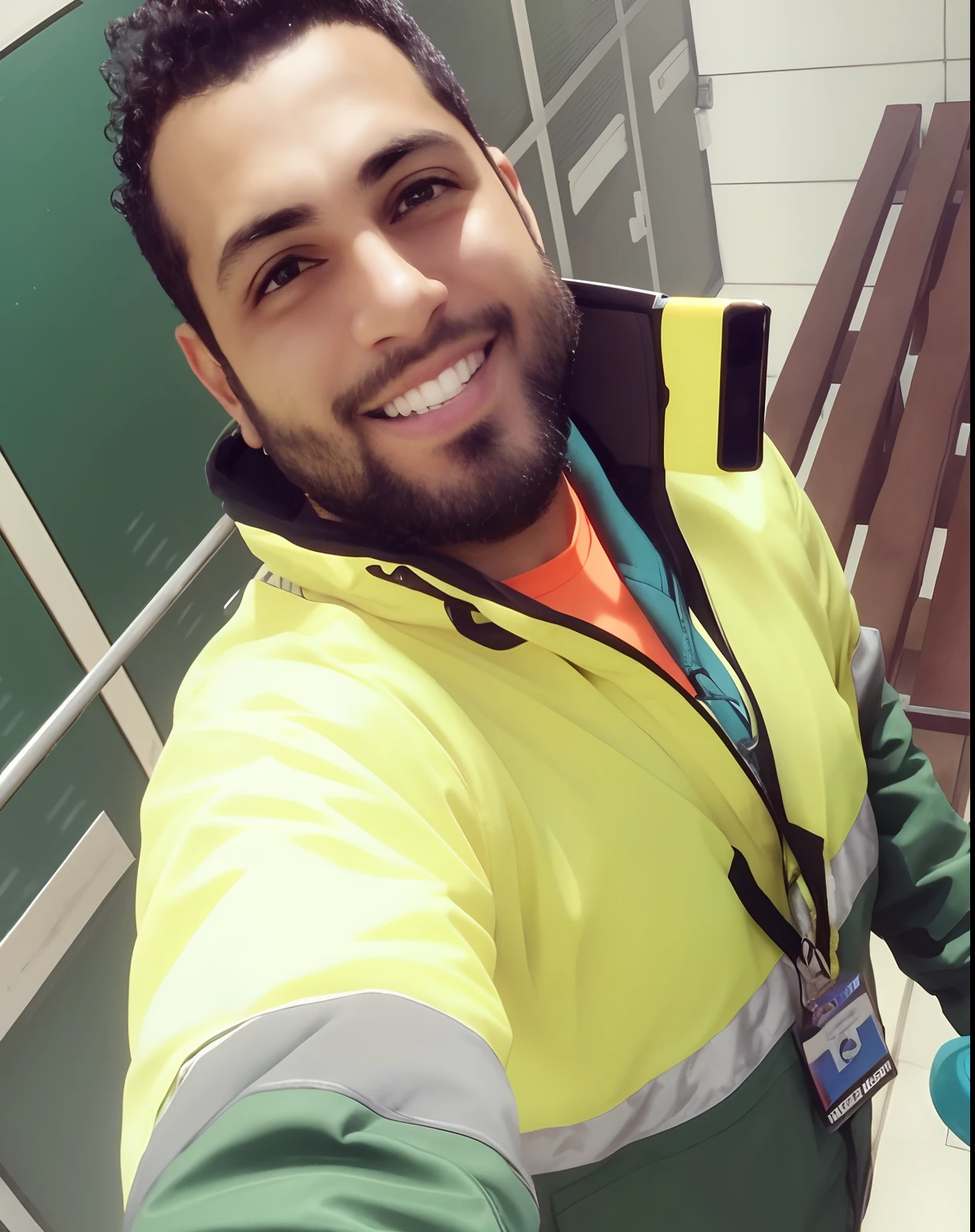 There's a man in a yellow jacket taking a selfie, muito feliz!, imagem de qualidade muito baixa, imagem de perfil, Alex, foto de perfil, muito feliz, Postagem no Reddit, circunstanciado!, Emad Mostaque, album photo, foto do perfil, trabalho profissional, Upload de alta qualidade, Condutor de Ene, Amr Elshamy, Directed by: Zahari Zograf, foto selfie