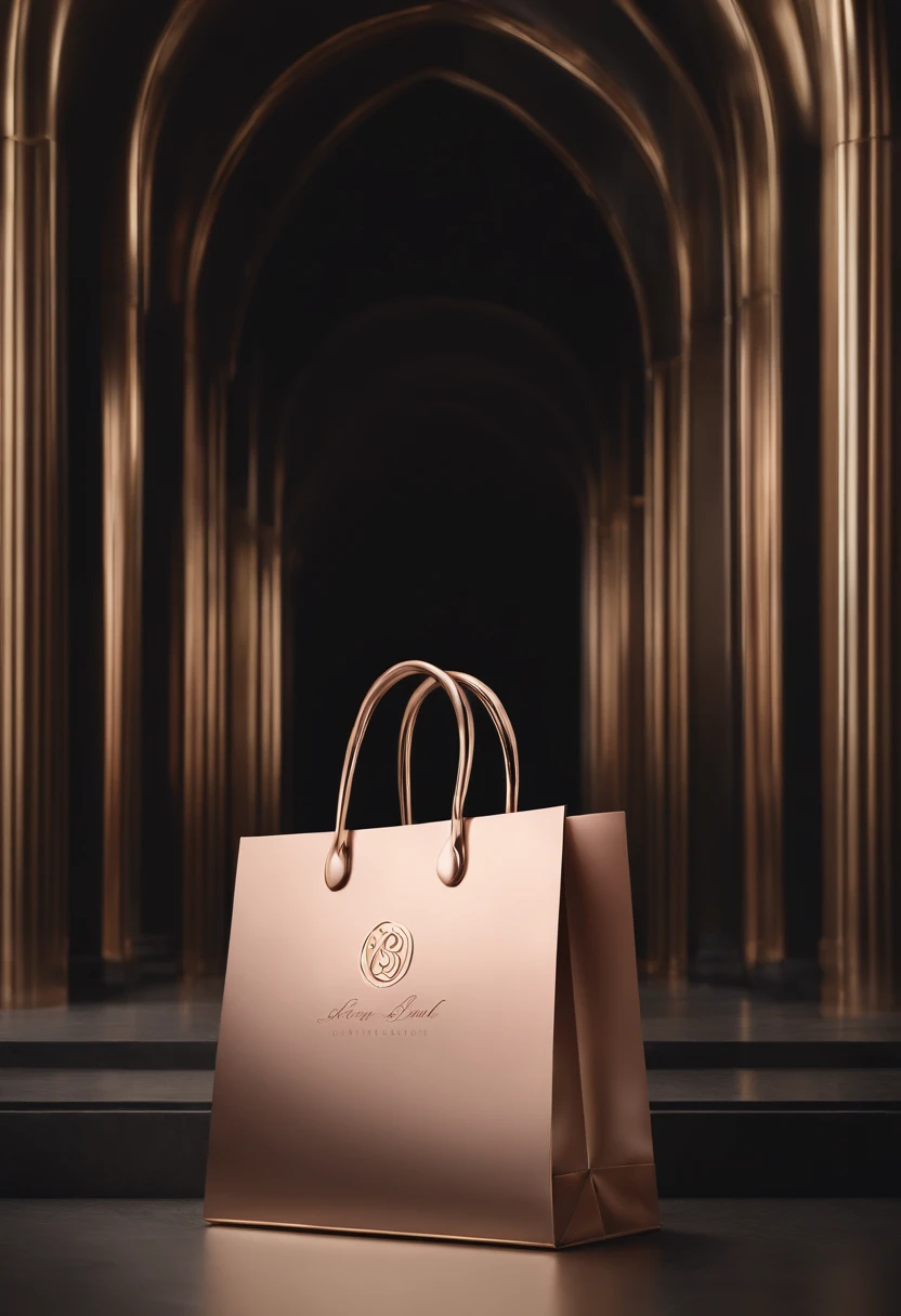 Design a realistic digital art logo that combines elegance and sophistication. The central element of the logo should be a meticulously detailed rosegold shopping bag, radiating opulence and style. In the middle of the bag, incorporate a delicate pink heart, adding a touch of charm and emotion to the design. Directly below the shopping bag, inscribe the text 'Preciso De Ofertas' in bold and luxurious golden letters. This logo should exclusively use the color gold and rosegold, creating a sense of refinement and luxury. The final artwork should be a masterpiece, capturing the essence of a high-end shopping experience and the strong desire for attractive deals