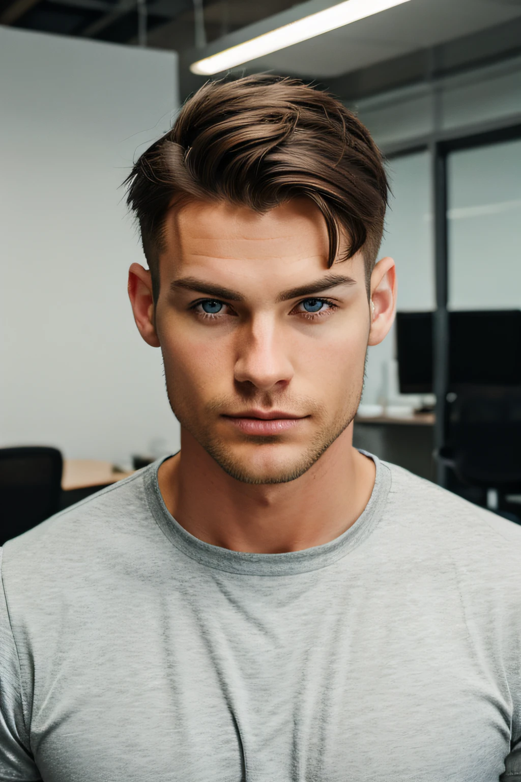 nordic man with short hair at work