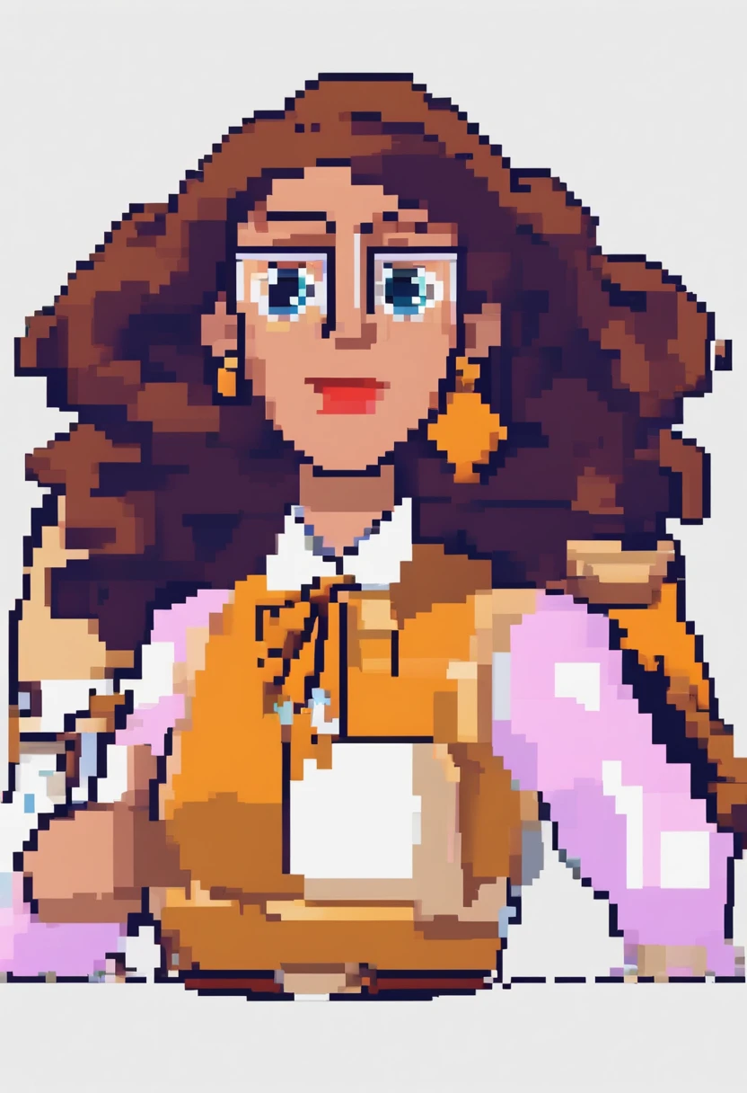 quero um desenho com o modelo Disney Pixar Cartoon, to represent me as a businesswoman at 18 , estou vestida de branco com tenho os cabelos longos, na cor castanho escuro, My eyes are brown, de batom vermelho, The background should be a doctor's office