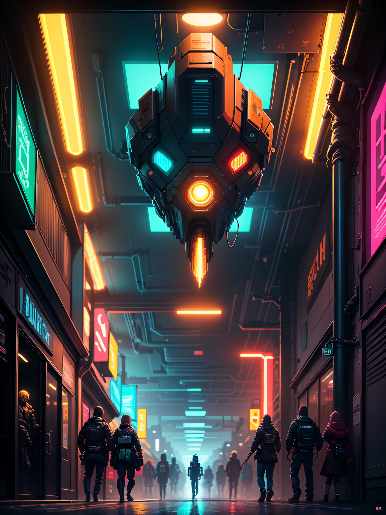 Pixel art, Cyberpunk, intricate, hyperdetailed, concept art, masterpiece, neon lighting, colorful, made by Aase Berg