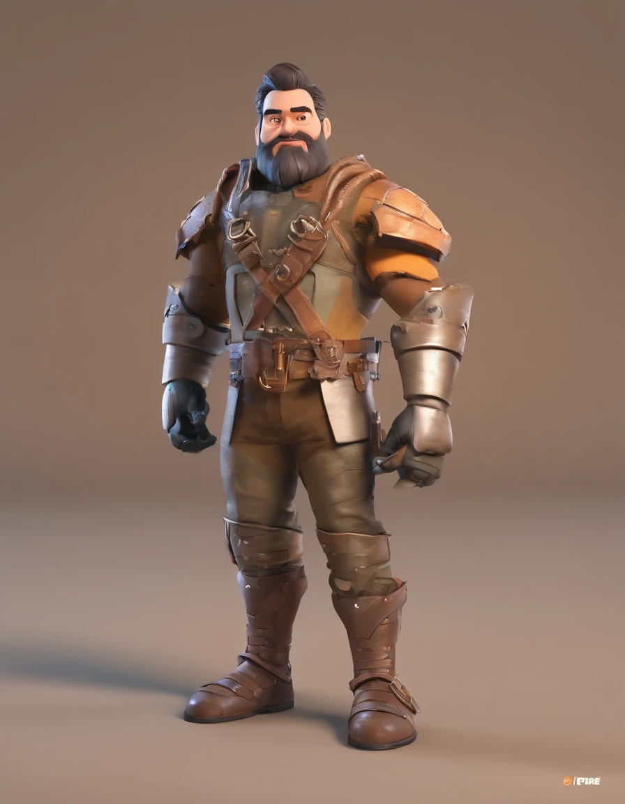 Criar um personagem no estilo Pixar. Trata-se de um homem de 37 anos, com barba, Branco, com cabelos castanhos curtos e um quiff, e olhos castanhos. Ele deve estar olhando de frente para a camera