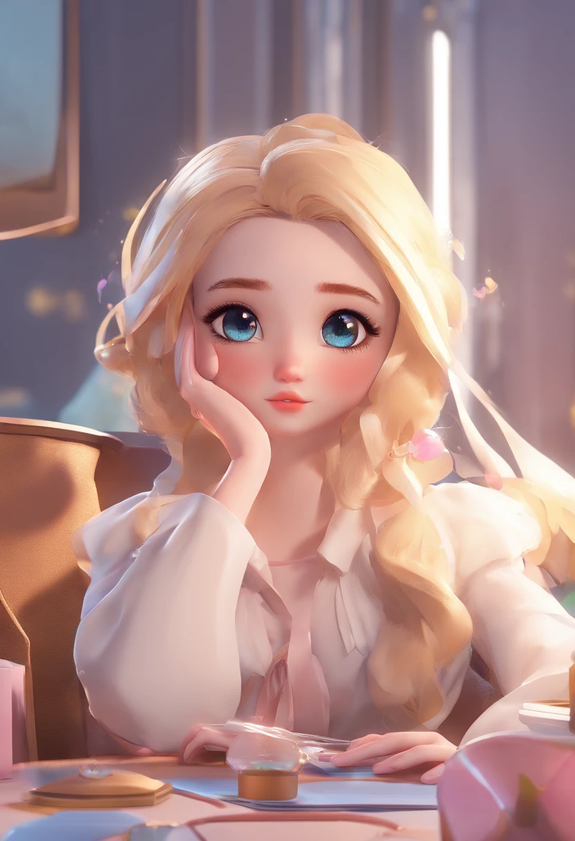 best quality, master part, fotorrealista, extremamente detalhado CG unidade 8k papel de parede, Chibi,1girl, Elsa,sozinho, cheio_corpo, sorrir, Olhando_em_visualizador, ao ar livre,