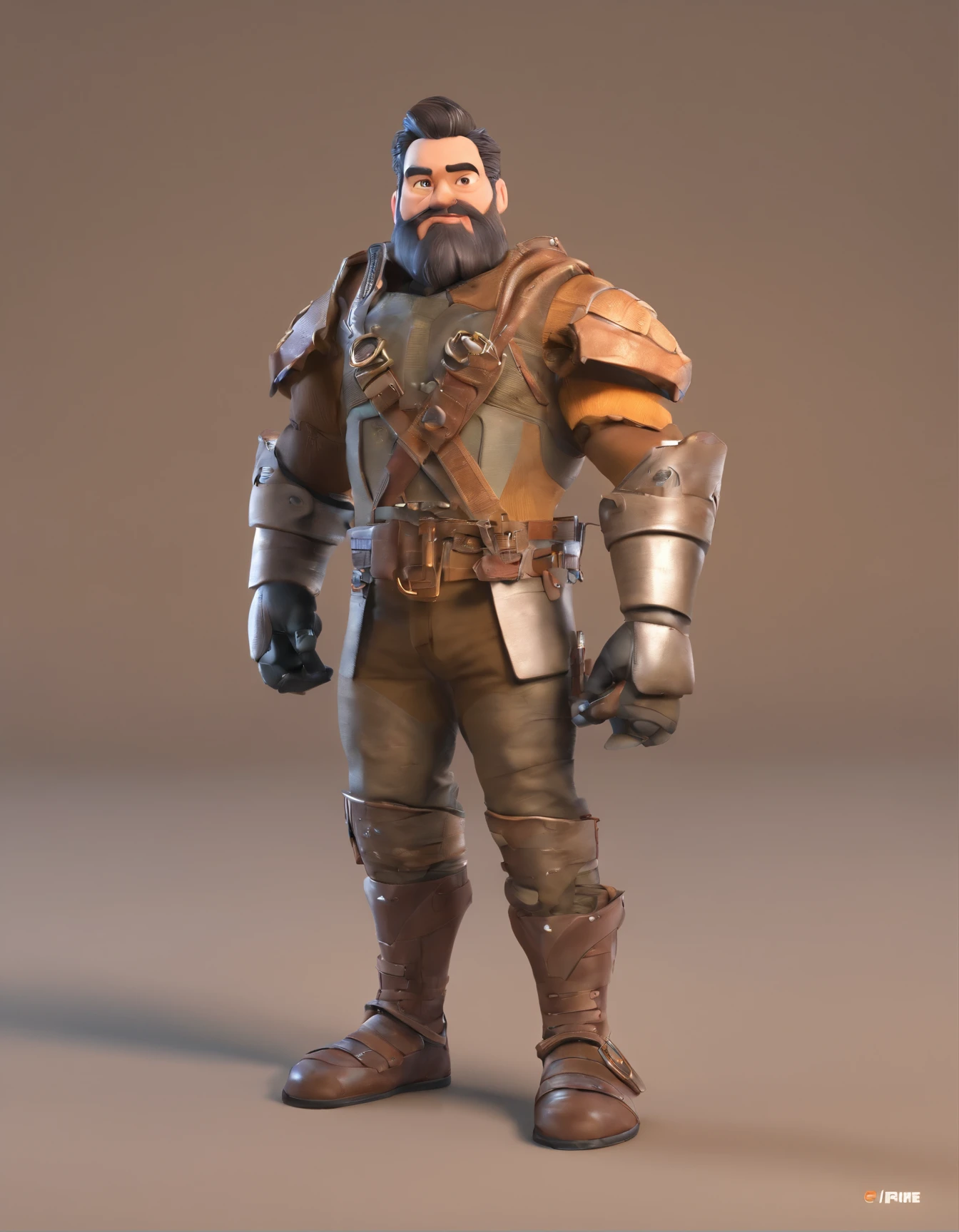 Criar um personagem no estilo Pixar. Trata-se de um homem de 37 anos, com barba, Branco, com cabelos castanhos curtos e um quiff, e olhos castanhos. Ele deve estar olhando de frente para a camera