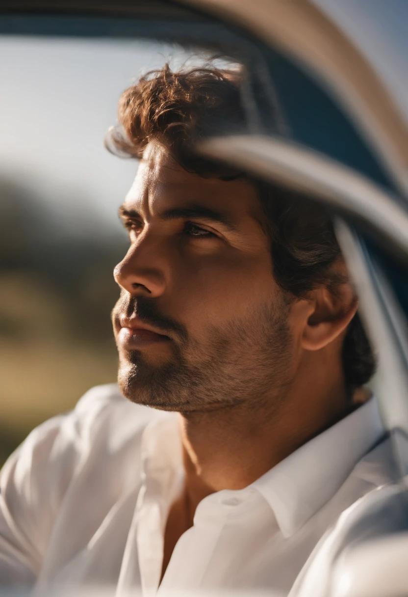 menino: vagner, aproximadamente 36 anos mulato, Short gradient hair in the background on a sunny day, Destacando o Sol.