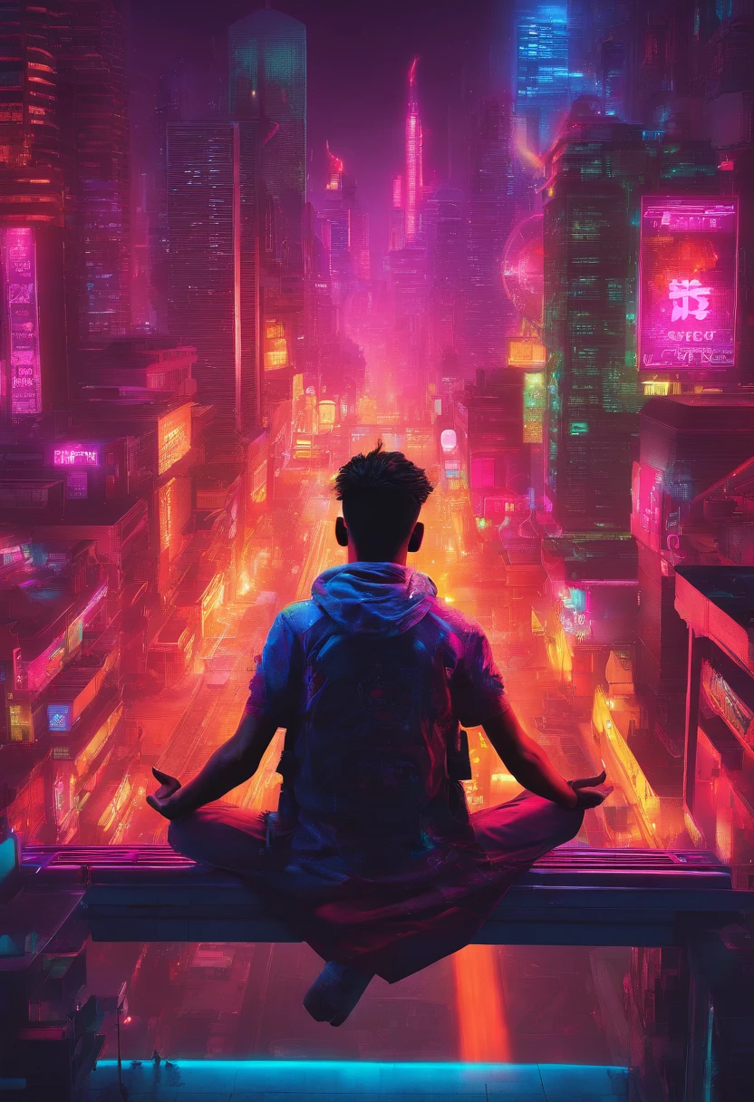 East Indian Boy Meditating in Levitating