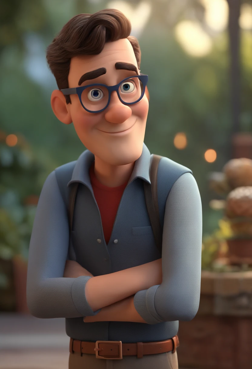 Cartoon character of a man with black glasses and a blue shirt, animation character, Caractere estilizado, animation style rendering, 3D estilizado, Arnold Maya render, 3 d render stylized, toon render keyshot, Personagem 3D, Personagem 3D, 3d rendering stylized, 3 d character render, personagem de desenho animado, Personagem de close up, Pose de personagem, (Estilo Pixar) (master part:1.2) (Bokeh) (best quality) (pele detalhada) (textura detalhada) (8k) (argila) (Cinematic lighting) (foco nítido