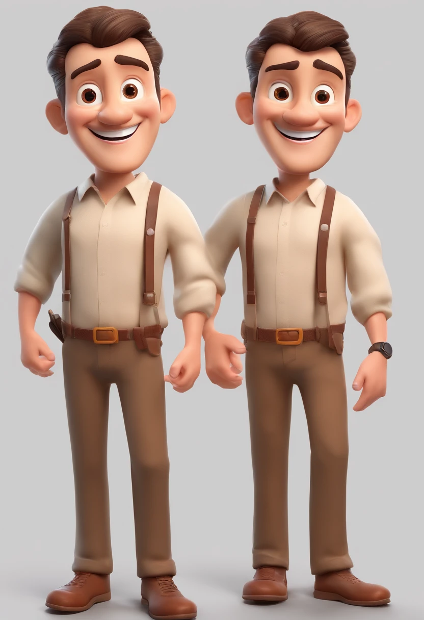 Smiling Man Illustration, sorriso insano, Homem de pele marrom com um sorriso gigante, happily smiling at the camera, sorriso atrevido, he's smiling, sorriso muito grande, Macho sorridente, foto de perfil headshot, rindo sorriso enorme, desenhando no estilo de Arte 3D, c4d, fundo de cor branco puro, estilo disney, estilo pixar render ilustracao Super Detalhe, 8k