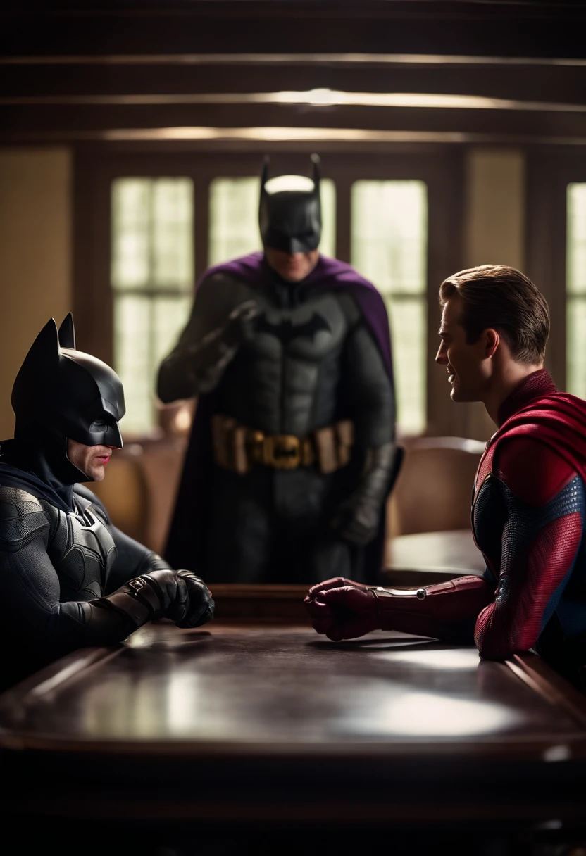 Homem Aranha , Batman , Joker and Captain America playing truco